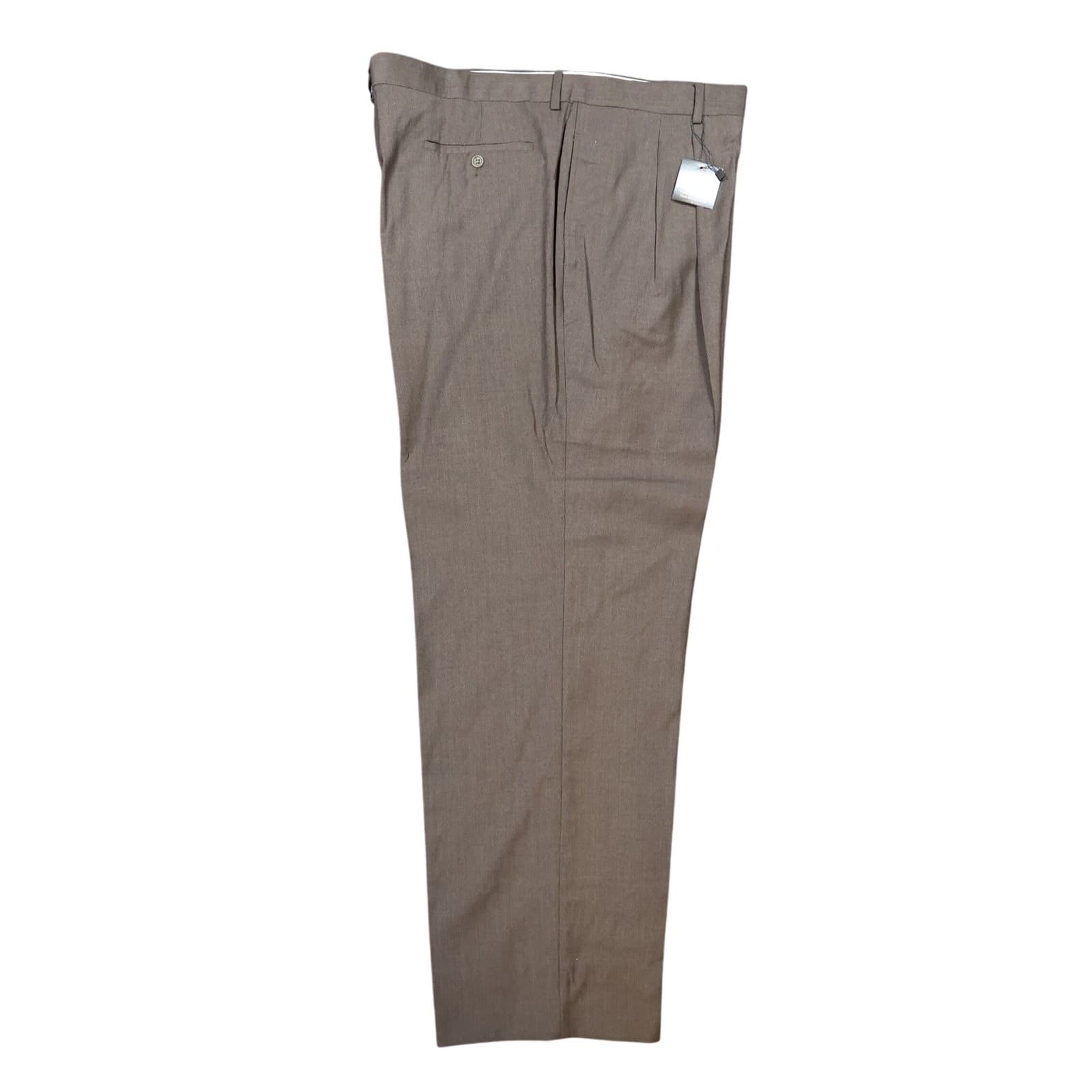 Roberto Villini Dress Pants Mens 46 Brown Excellent Wool Pleated Italian Style - Thumbnail 9