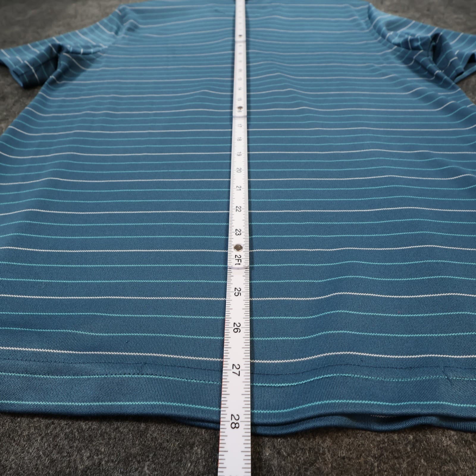 Van Heusen Studio Polo Shirt Mens M Blue Excellent Striped Short Sleeve - Thumbnail 5