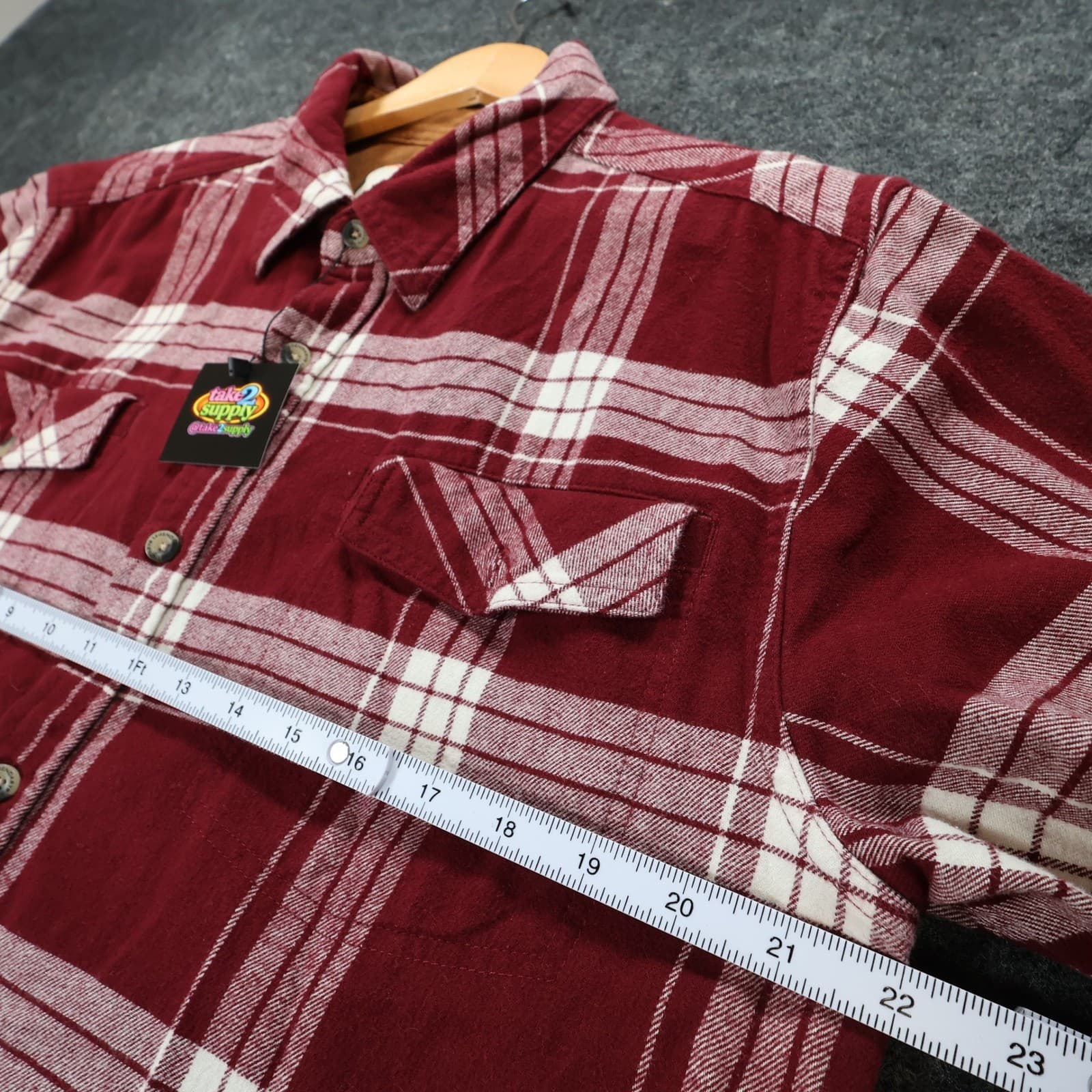 Legendary Whitetails Flannel Shirt Mens Large Maroon Excellent Plaid - Thumbnail 3