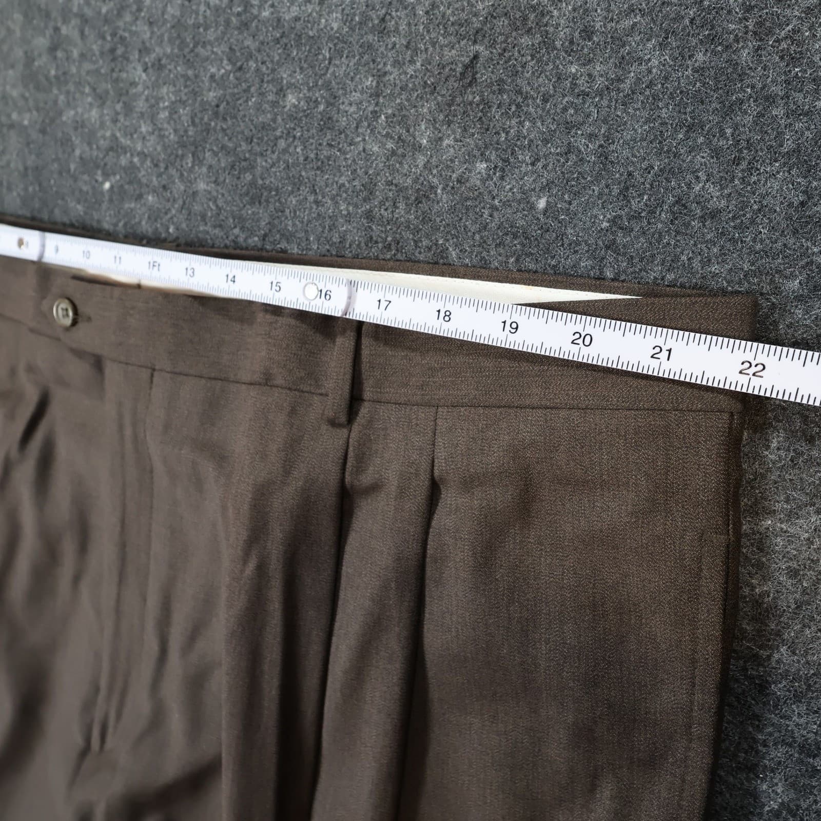Roberto Villini Dress Pants Mens 46 Brown Excellent Wool Pleated Italian Style - Thumbnail 5