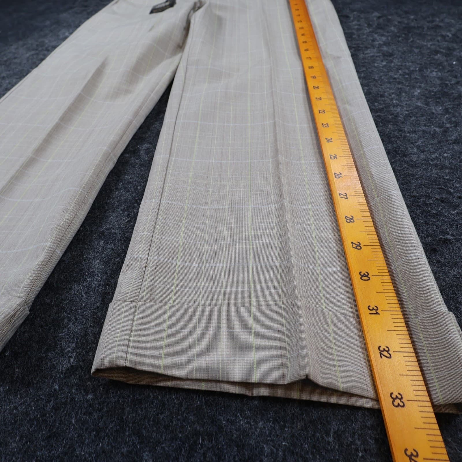 Van Heusen Trousers Women 4 Tan Plaid Polyester Rayon Straight Leg Dress Pants - Thumbnail 3