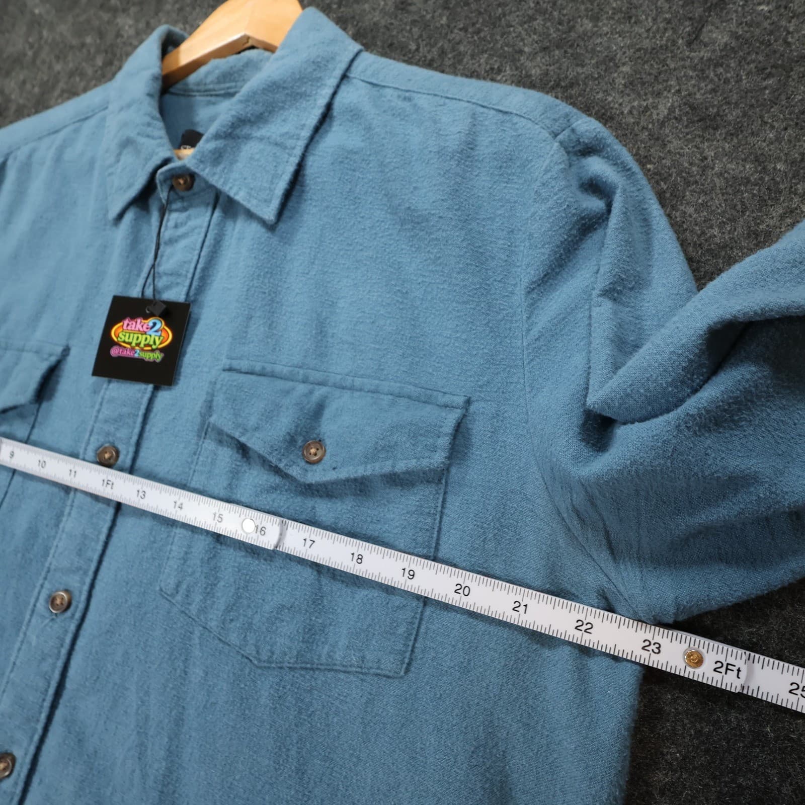 Stone Creek Button Up Shirt Mens M Blue Excellent Flannel Long Sleeve - Thumbnail 3