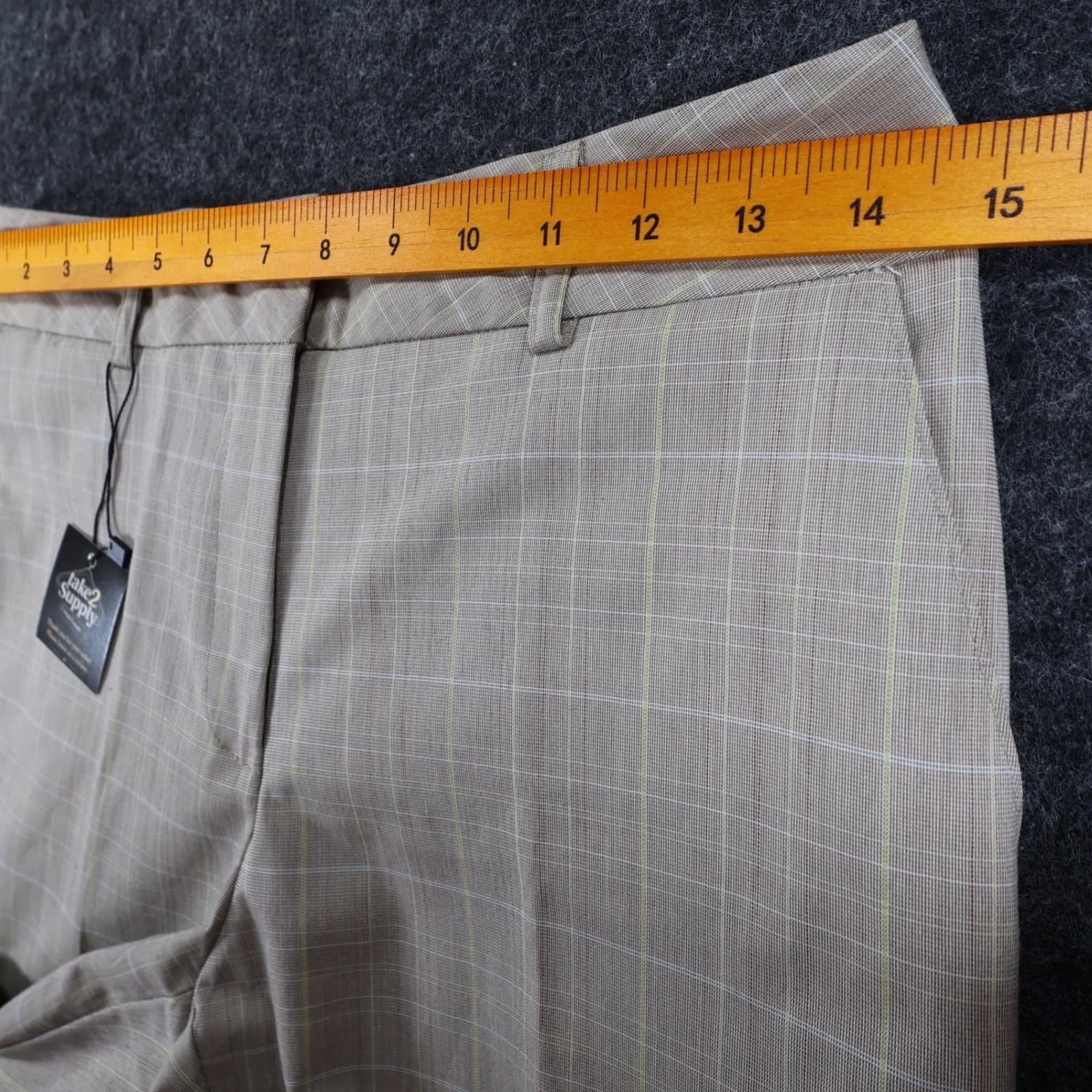 Van Heusen Trousers Women 4 Tan Plaid Polyester Rayon Straight Leg Dress Pants - Thumbnail 6