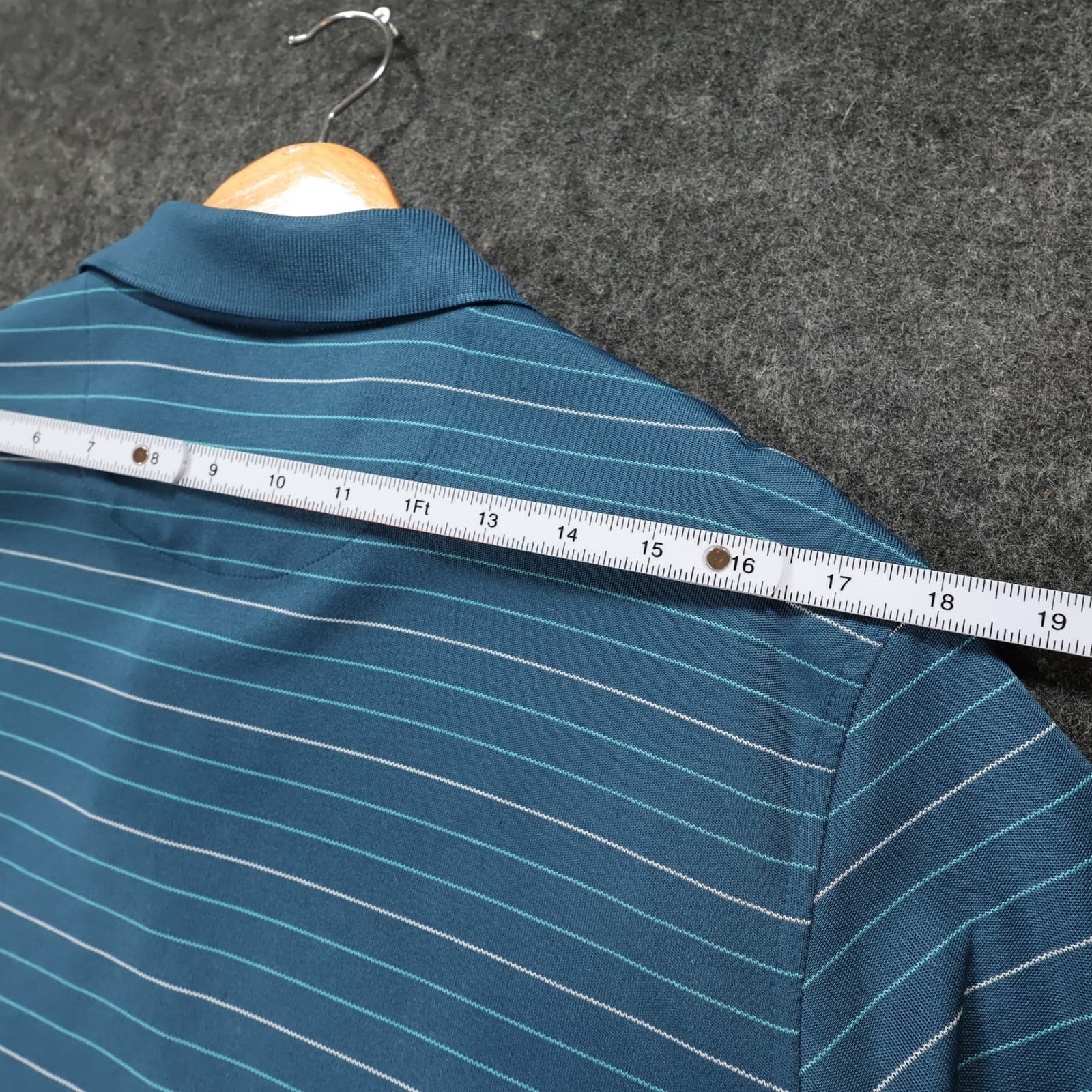 Van Heusen Studio Polo Shirt Mens M Blue Excellent Striped Short Sleeve - Thumbnail 6