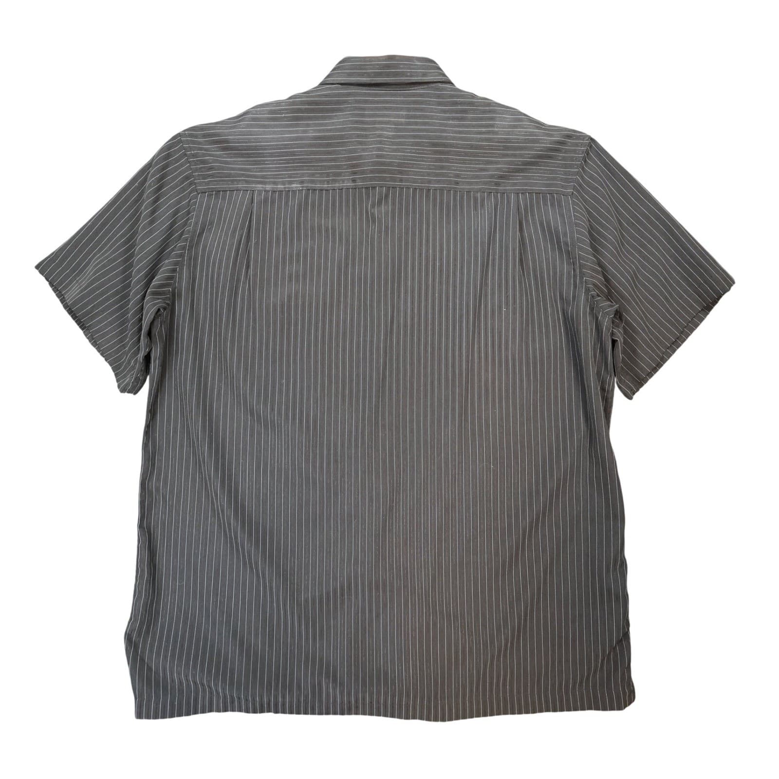 Marc Edwards Button Front Shirt Mens XL Black Excellent Pinstripe Microfiber - Thumbnail 2