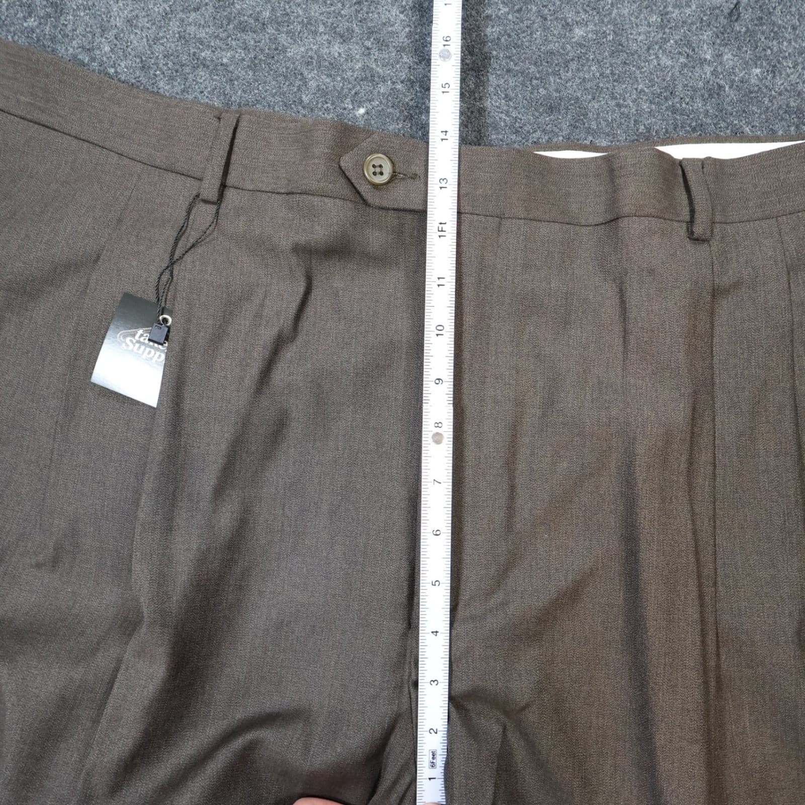 Roberto Villini Dress Pants Mens 46 Brown Excellent Wool Pleated Italian Style - Thumbnail 6