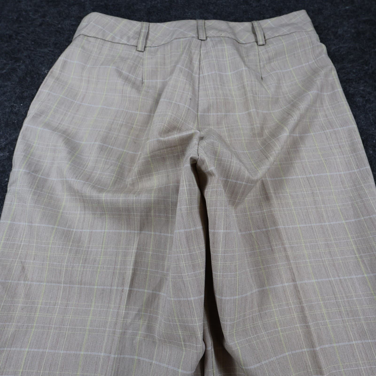 Van Heusen Trousers Women 4 Tan Plaid Polyester Rayon Straight Leg Dress Pants - Thumbnail 9