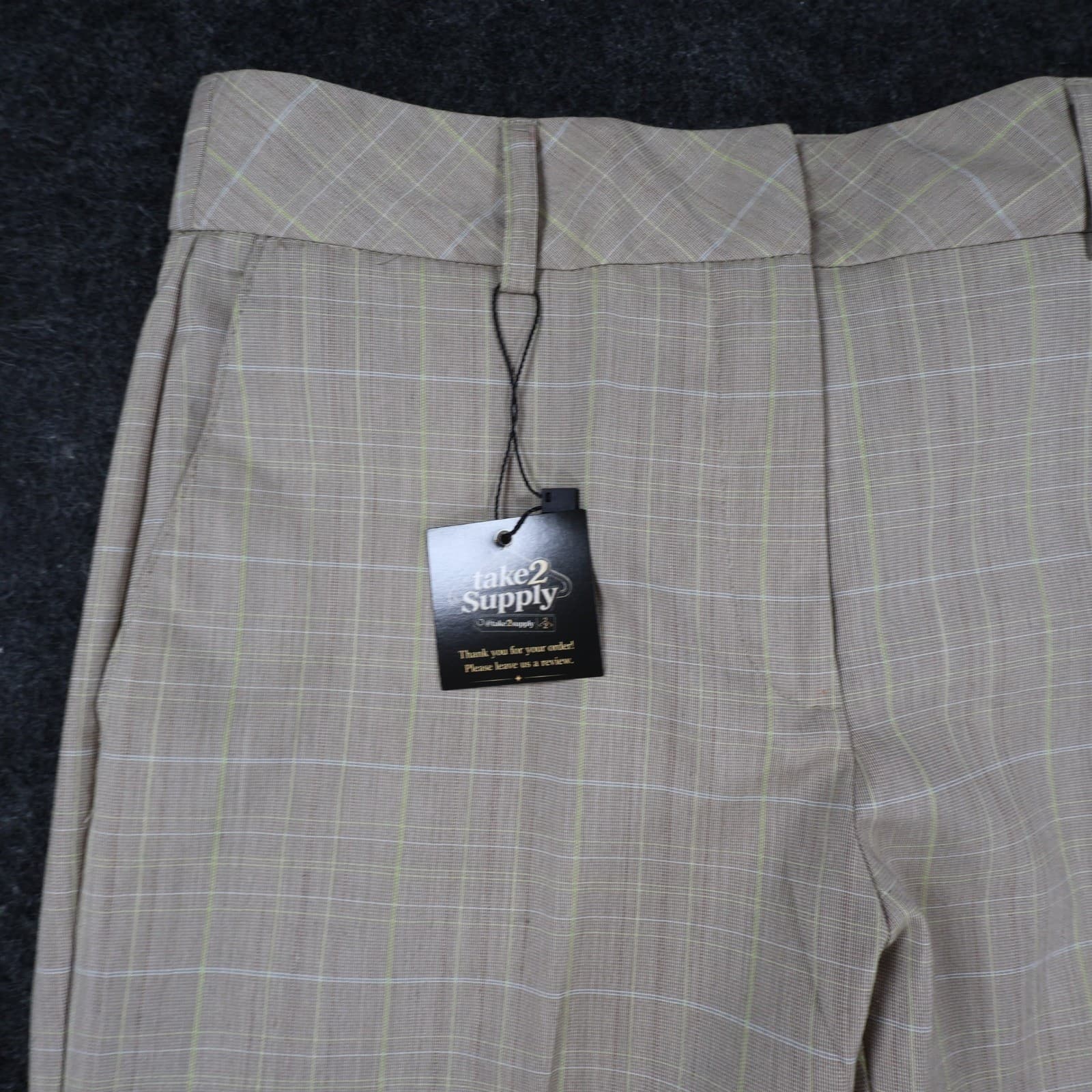 Van Heusen Trousers Women 4 Tan Plaid Polyester Rayon Straight Leg Dress Pants - Thumbnail 10