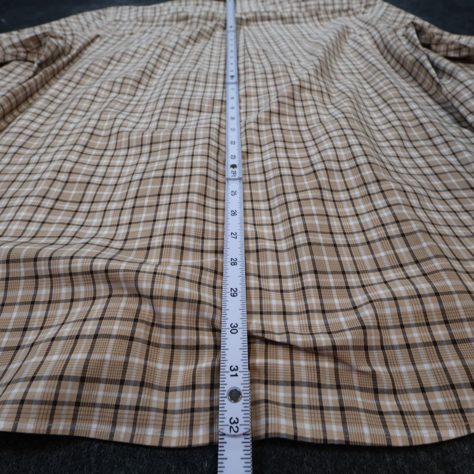 Jos. A. Bank Button Down Shirt Mens M Tan Excellent Plaid Cotton Long Sleeve - Thumbnail 5
