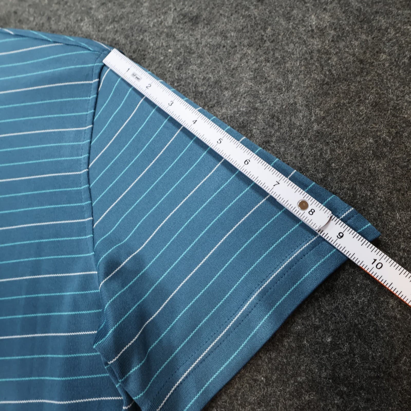 Van Heusen Studio Polo Shirt Mens M Blue Excellent Striped Short Sleeve - Thumbnail 4
