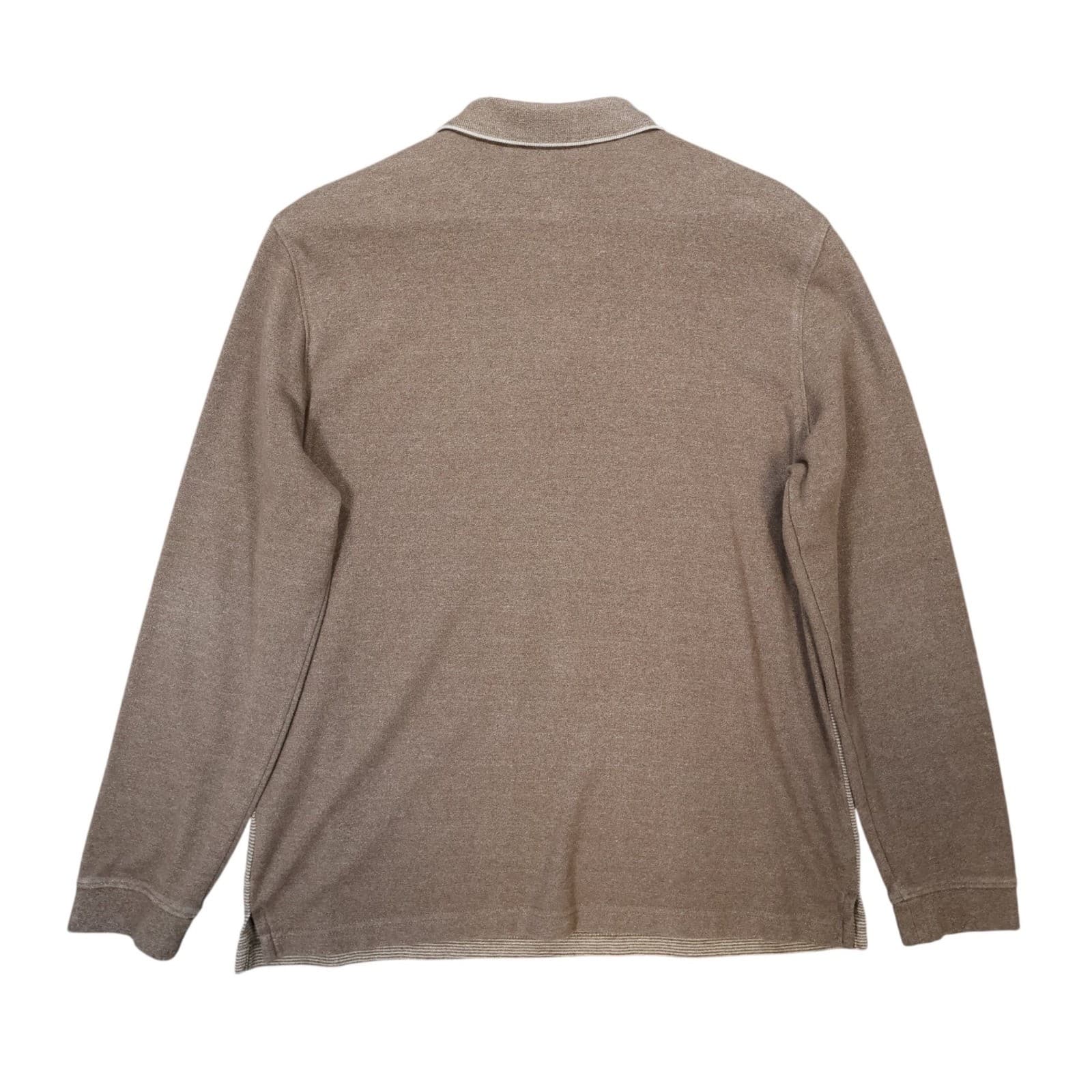 Van Heusen Polo Shirt Mens Medium Brown Excellent Long Sleeve Colorblock - Thumbnail 2