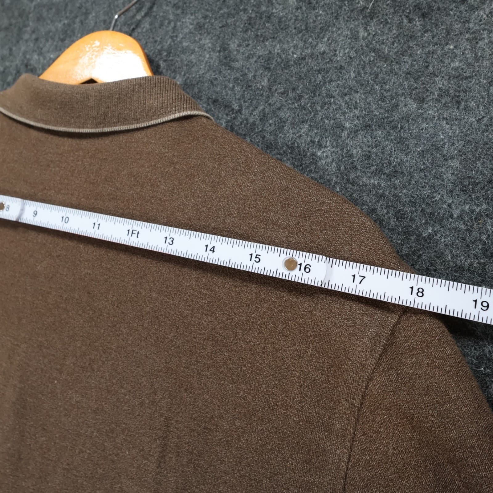 Van Heusen Polo Shirt Mens Medium Brown Excellent Long Sleeve Colorblock - Thumbnail 6