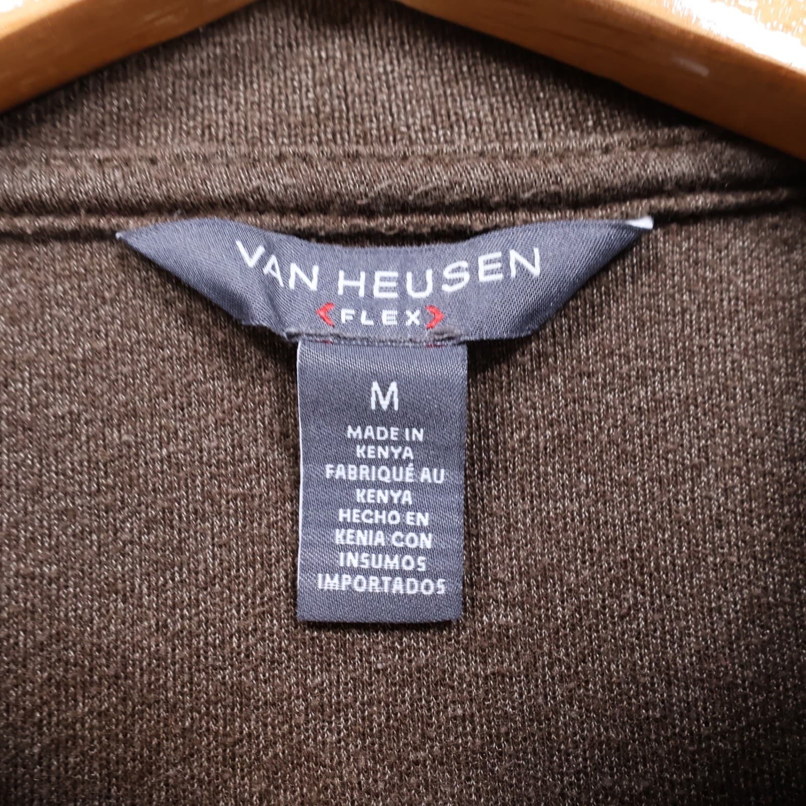 Van Heusen Polo Shirt Mens Medium Brown Excellent Long Sleeve Colorblock - Thumbnail 7