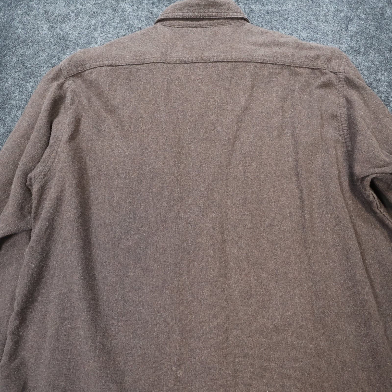 Roundtree & Yorke Button Up Mens Medium Brown Excellent Flannel Twill Shirt - Thumbnail 10