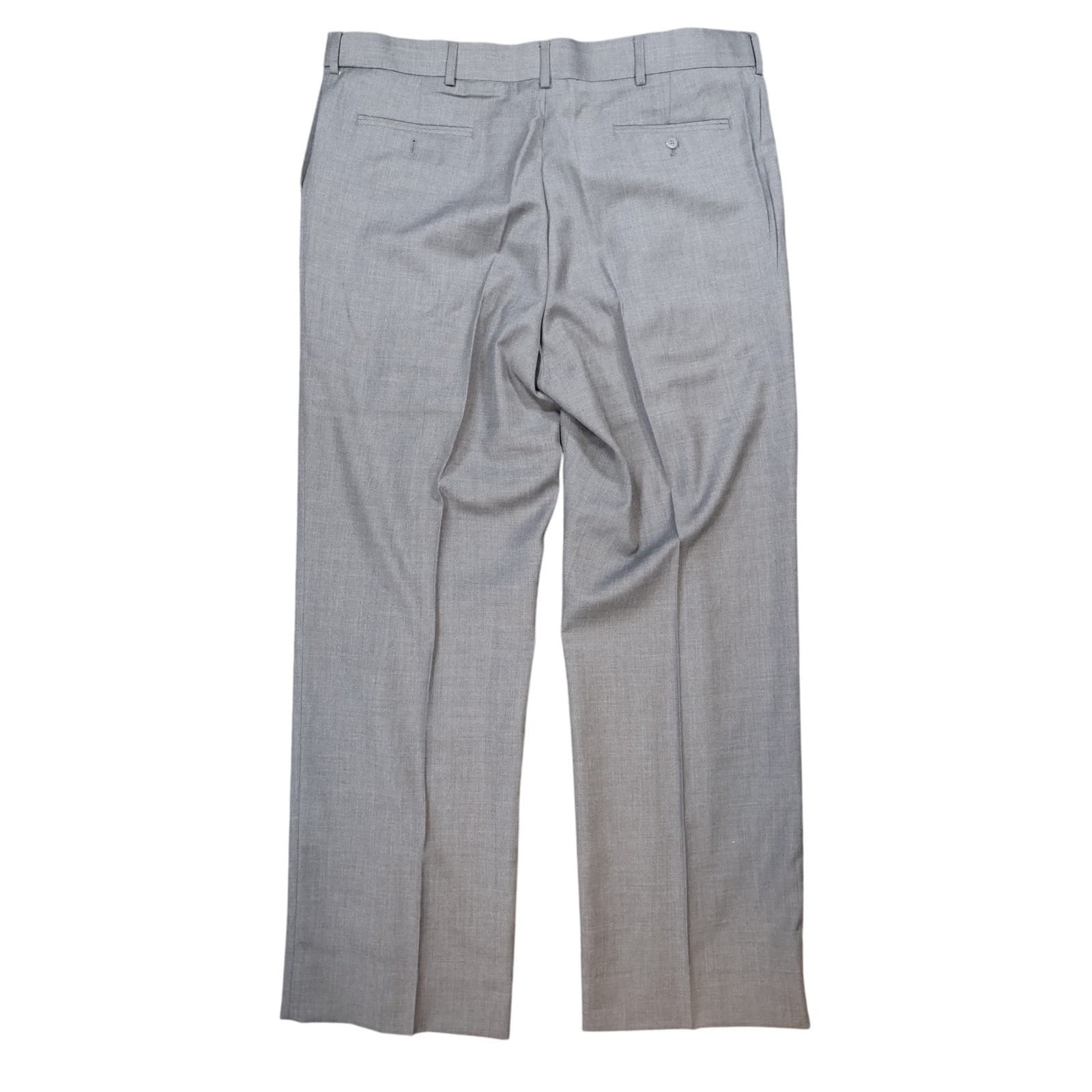Stafford Dress Pants Mens 44x32 Gray Excellent Pleated Worsted Wool Blend - Thumbnail 2