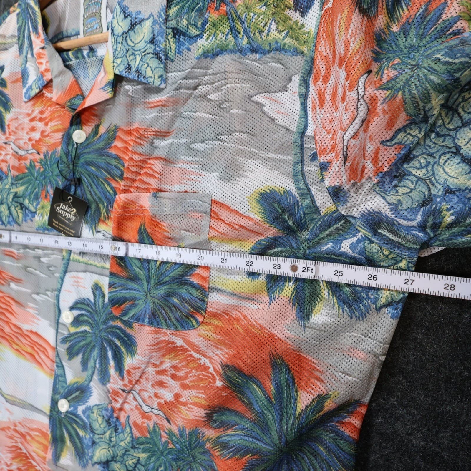 Ocean Current Button Up Shirt Mens XL Multi Color New Tropical Mesh - Thumbnail 3
