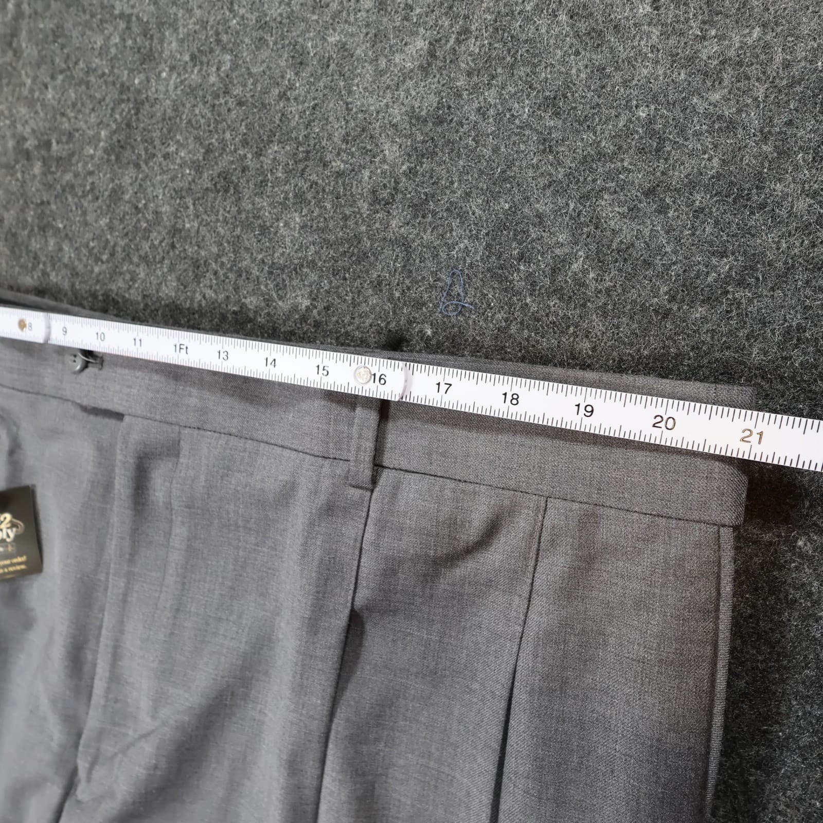 Stafford Dress Pants Mens 44x32 Gray Excellent Pleated Worsted Wool Blend - Thumbnail 5