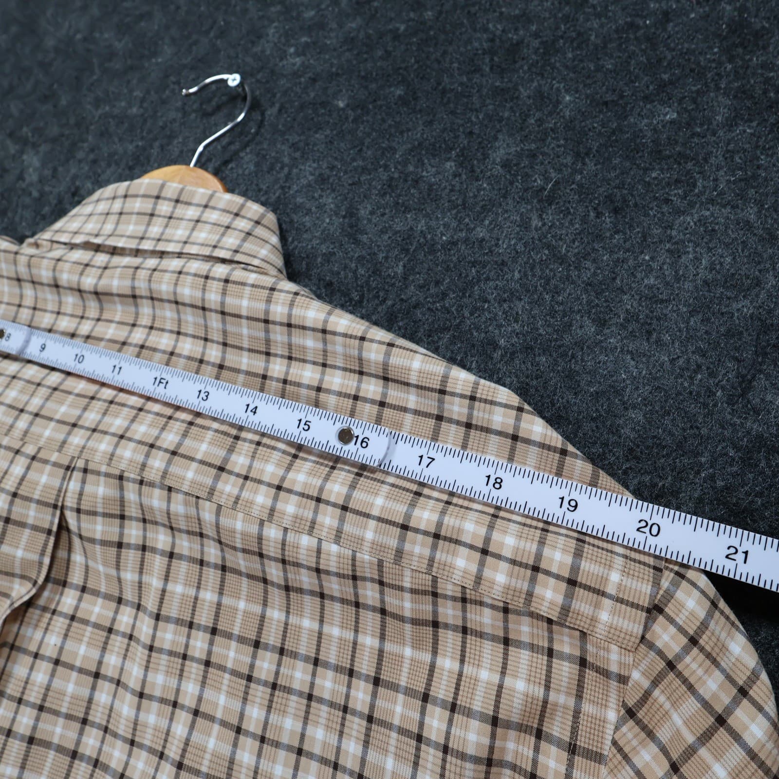 Jos. A. Bank Button Down Shirt Mens M Tan Excellent Plaid Cotton Long Sleeve - Thumbnail 6