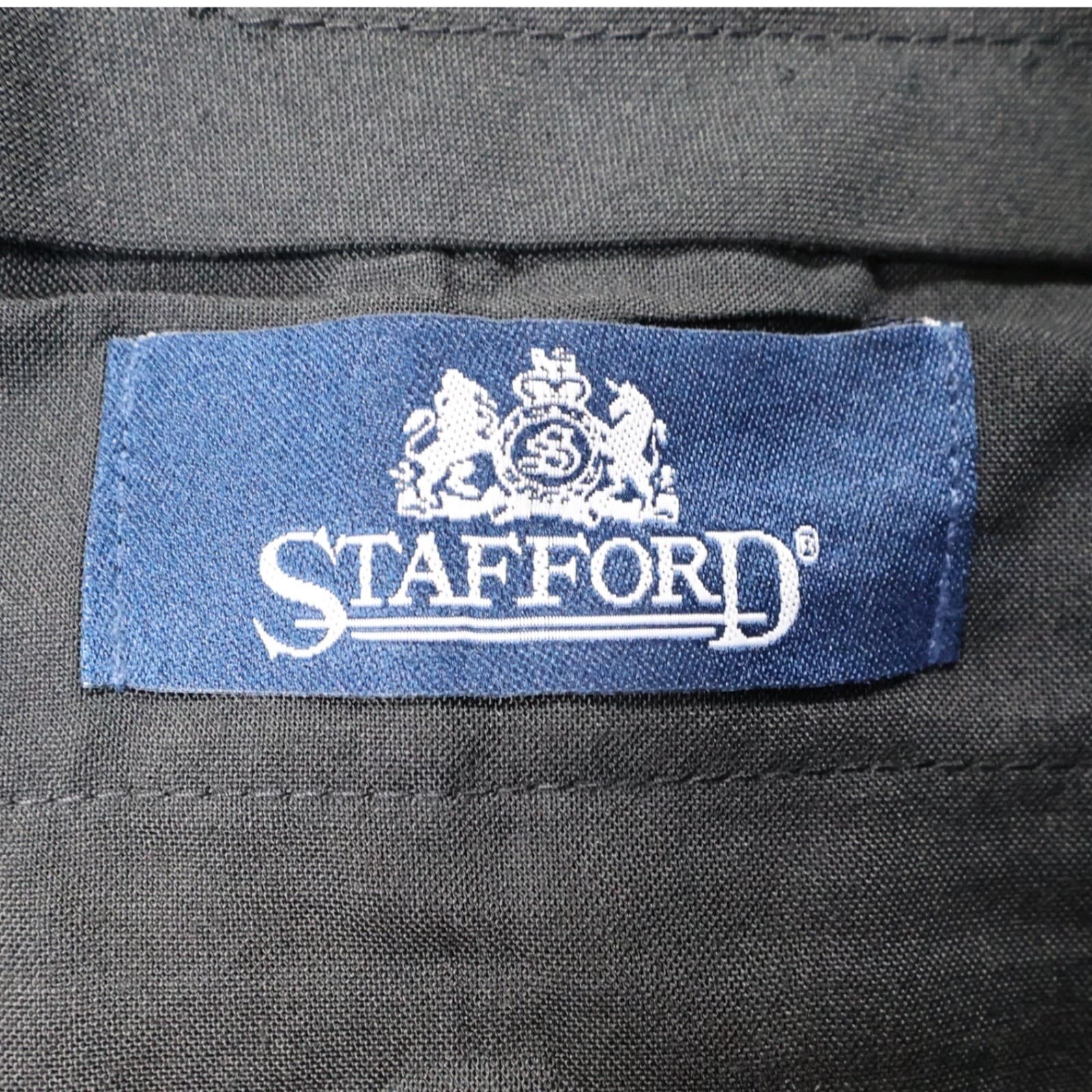 Stafford Dress Pants Mens 44x32 Gray Excellent Pleated Worsted Wool Blend - Thumbnail 7