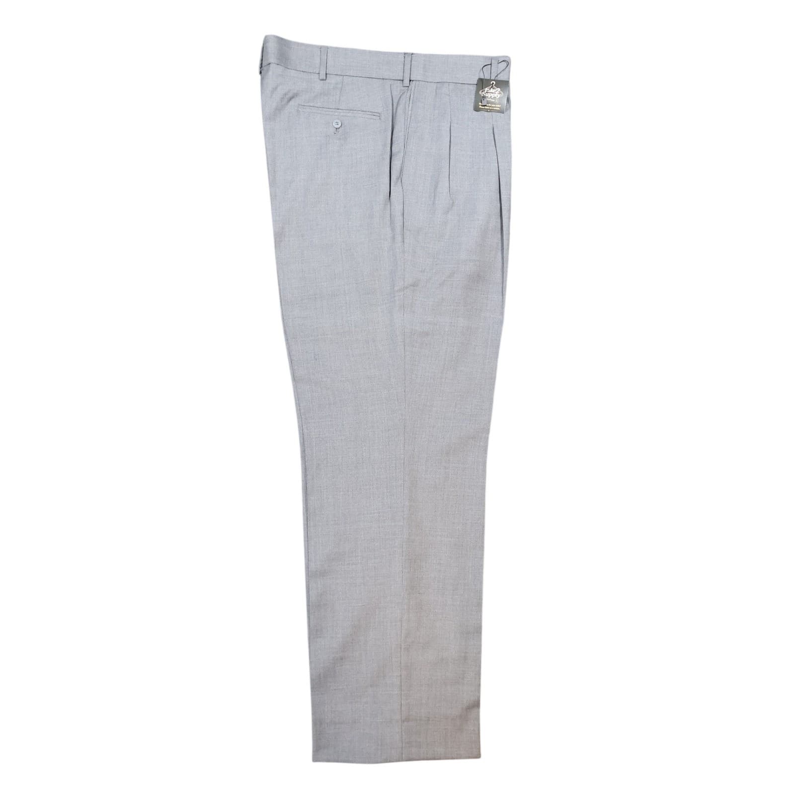 Stafford Dress Pants Mens 44x32 Gray Excellent Pleated Worsted Wool Blend - Thumbnail 9