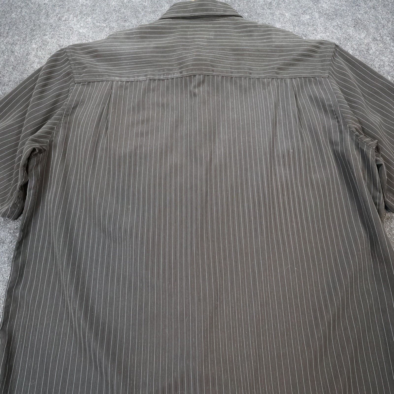 Marc Edwards Button Front Shirt Mens XL Black Excellent Pinstripe Microfiber - Thumbnail 9
