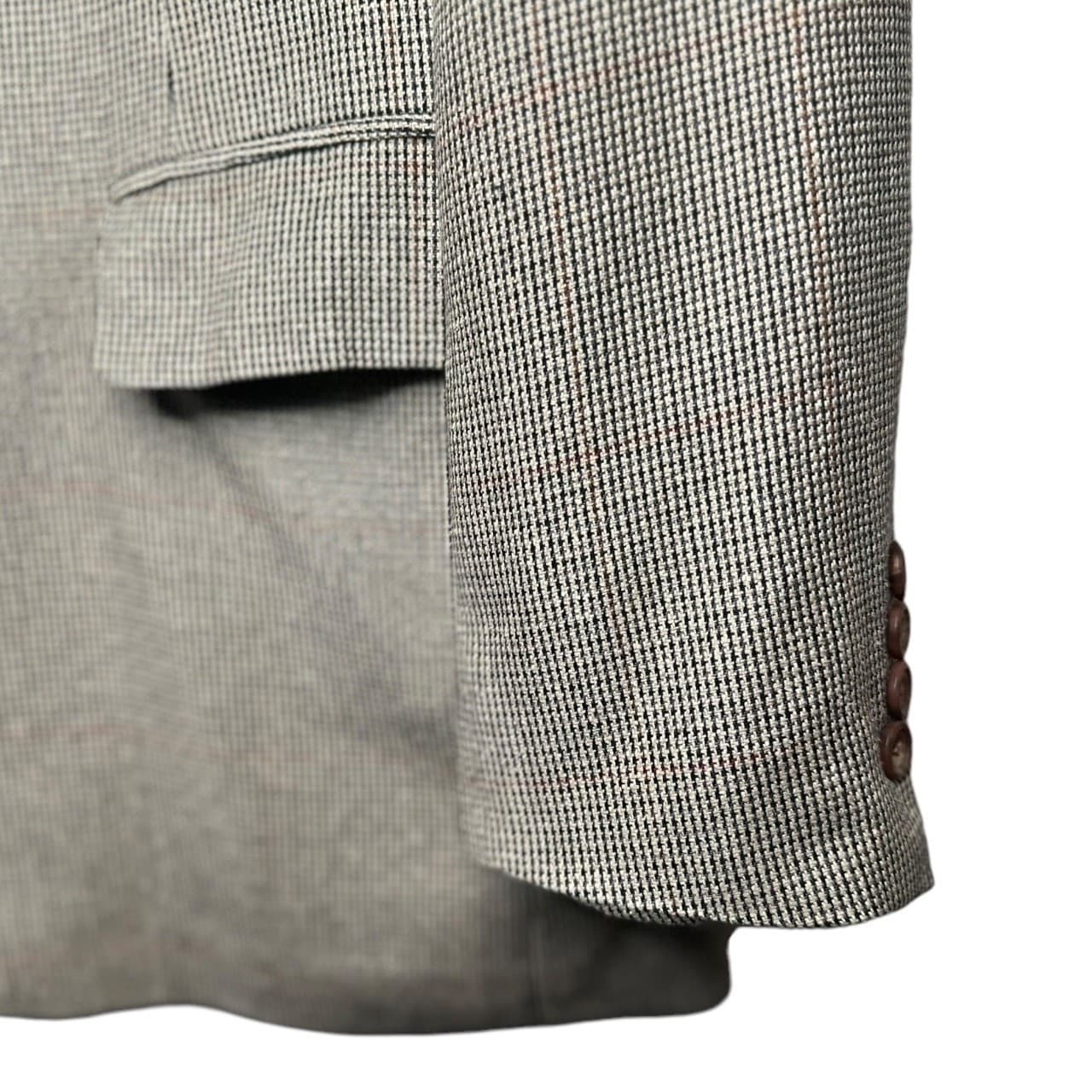 Chaps Ralph Lauren Blazer Men 46R Tan Black Excellent Micro-Check Houndstooth - Thumbnail 5