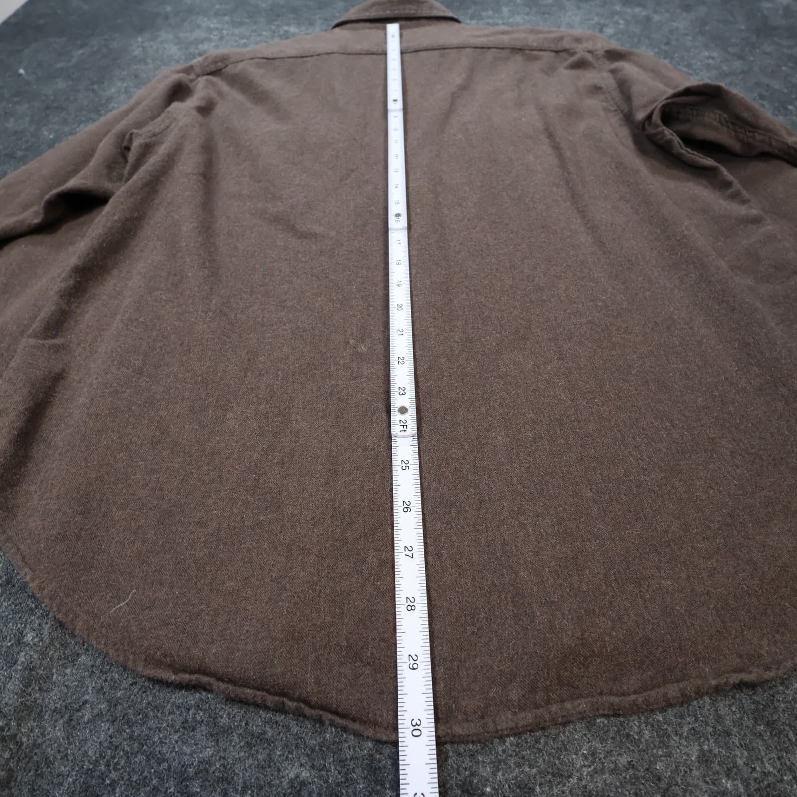 Roundtree & Yorke Button Up Mens Medium Brown Excellent Flannel Twill Shirt - Thumbnail 5