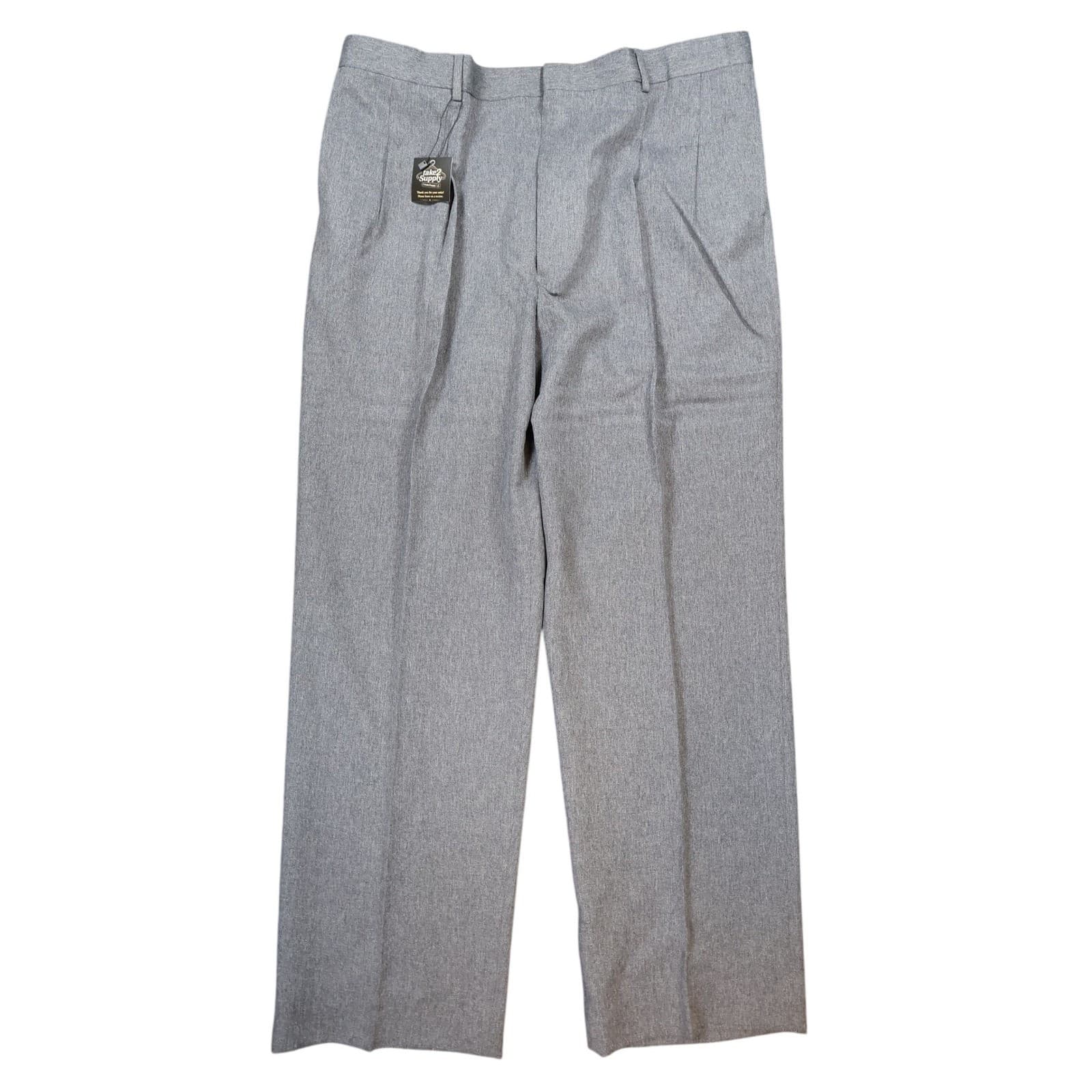 Towncraft Dress Pants Mens 44x34 Grey Excellent Pleated Front Classic Fit