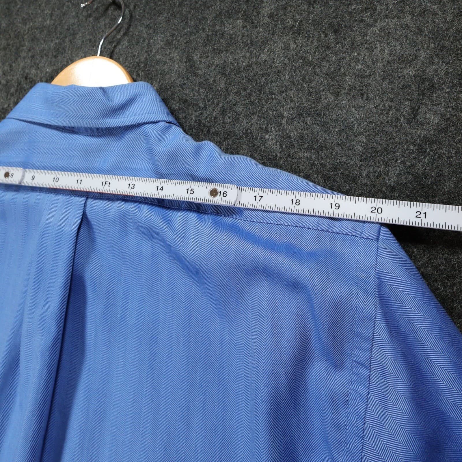Chaps Button Down Shirt Mens XL Blue Excellent Herringbone Long Sleeve - Thumbnail 6