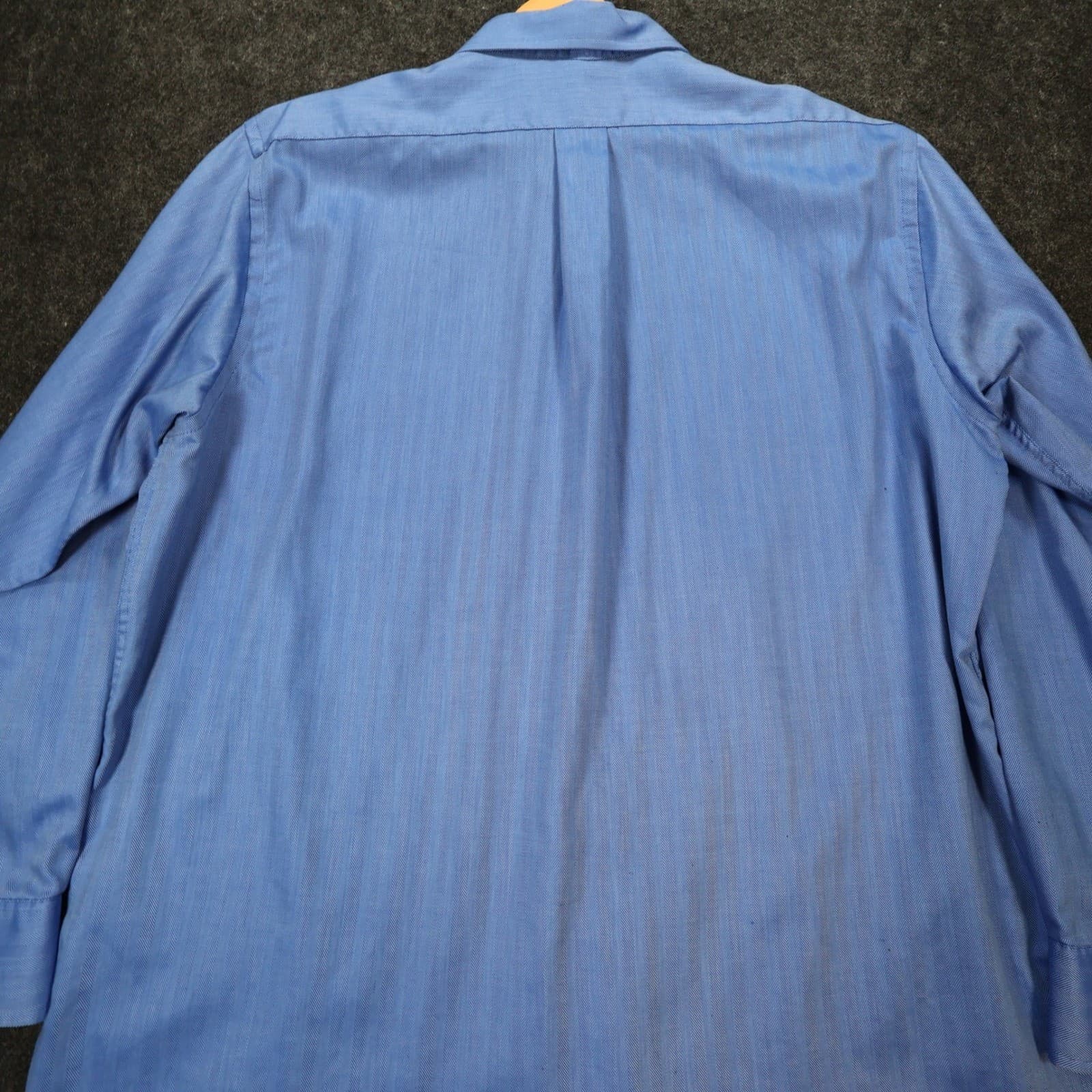 Chaps Button Down Shirt Mens XL Blue Excellent Herringbone Long Sleeve - Thumbnail 9