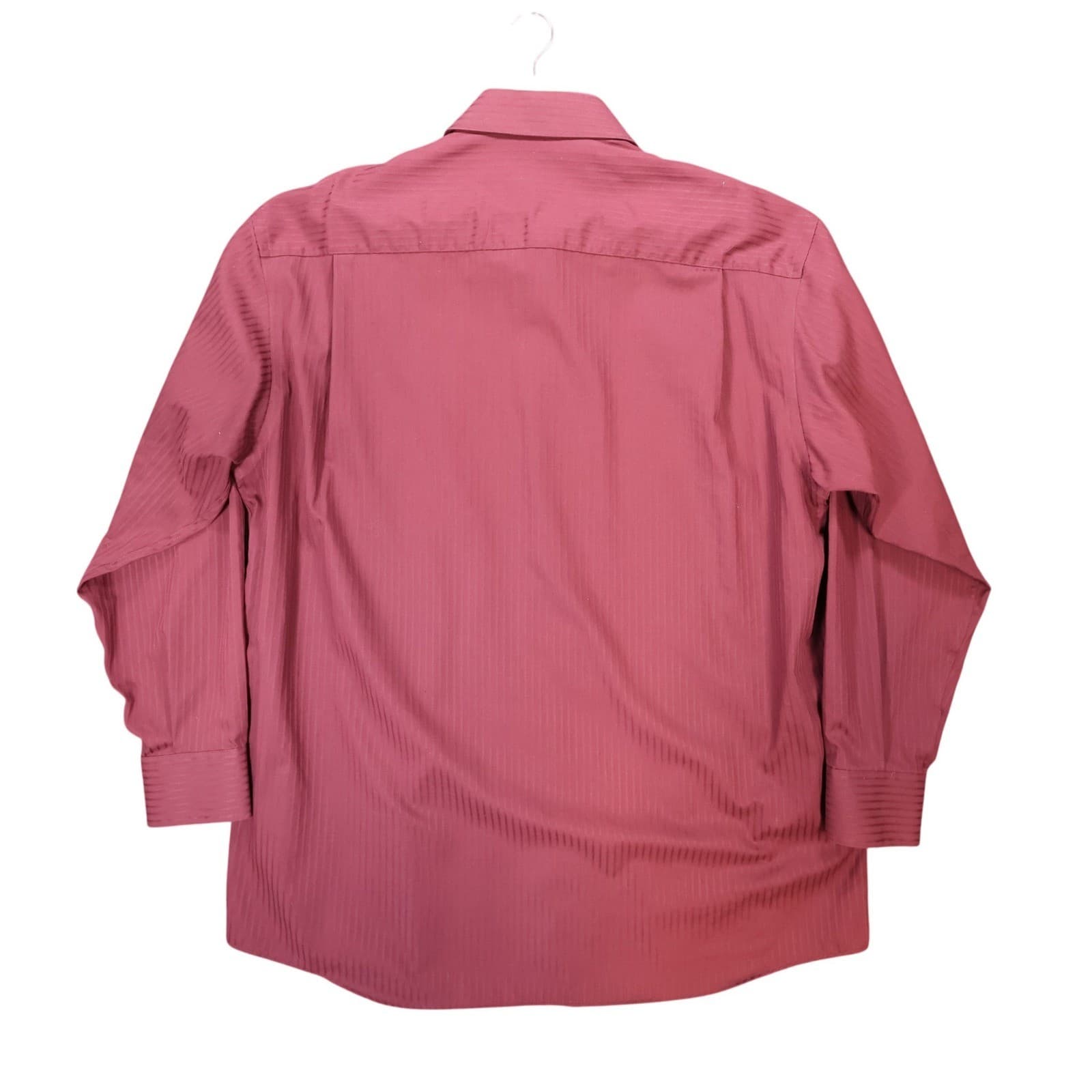 Axcess Button Up Shirt Mens 17 34-35 Burgundy Excellent No Iron Cotton Striped - Thumbnail 2