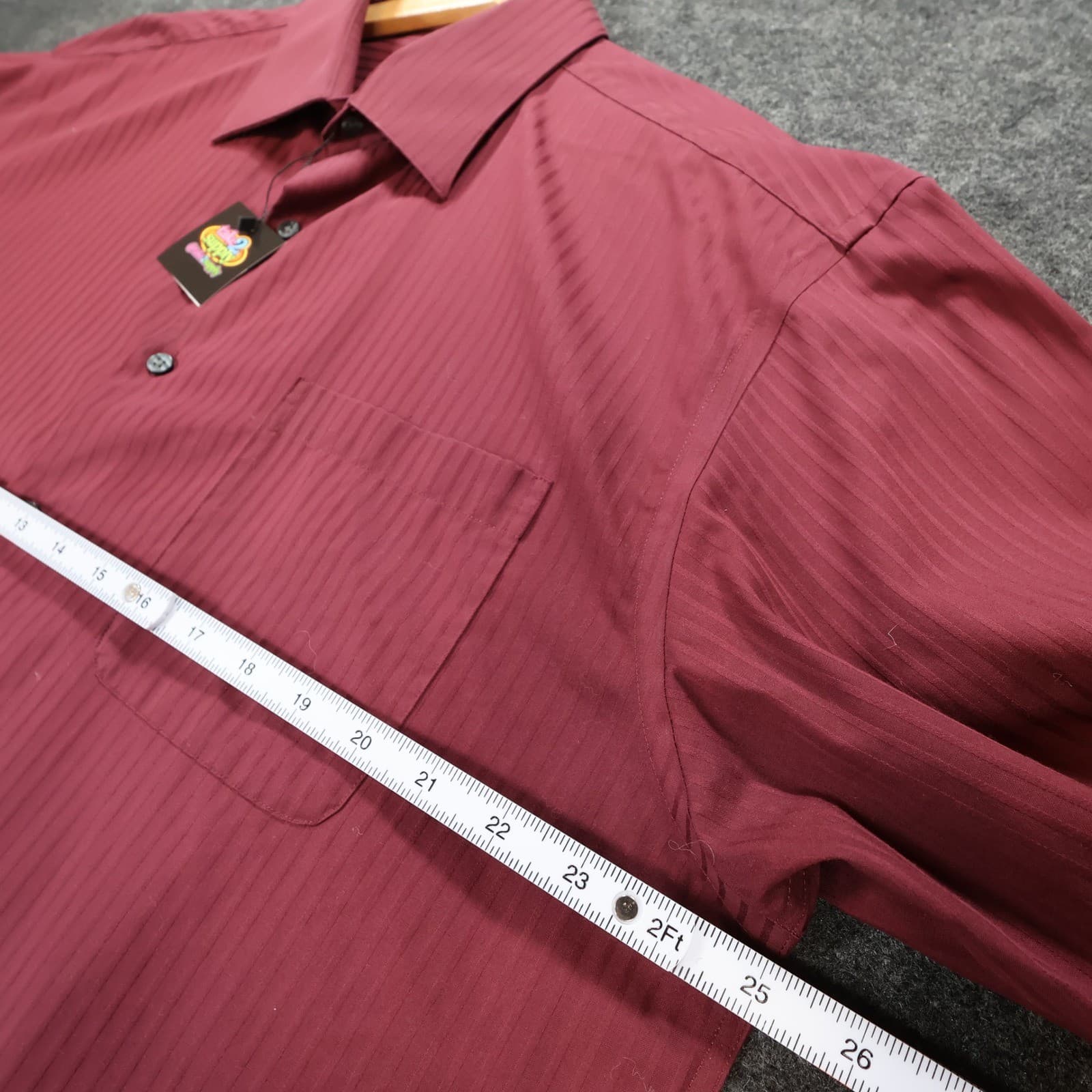 Axcess Button Up Shirt Mens 17 34-35 Burgundy Excellent No Iron Cotton Striped - Thumbnail 3