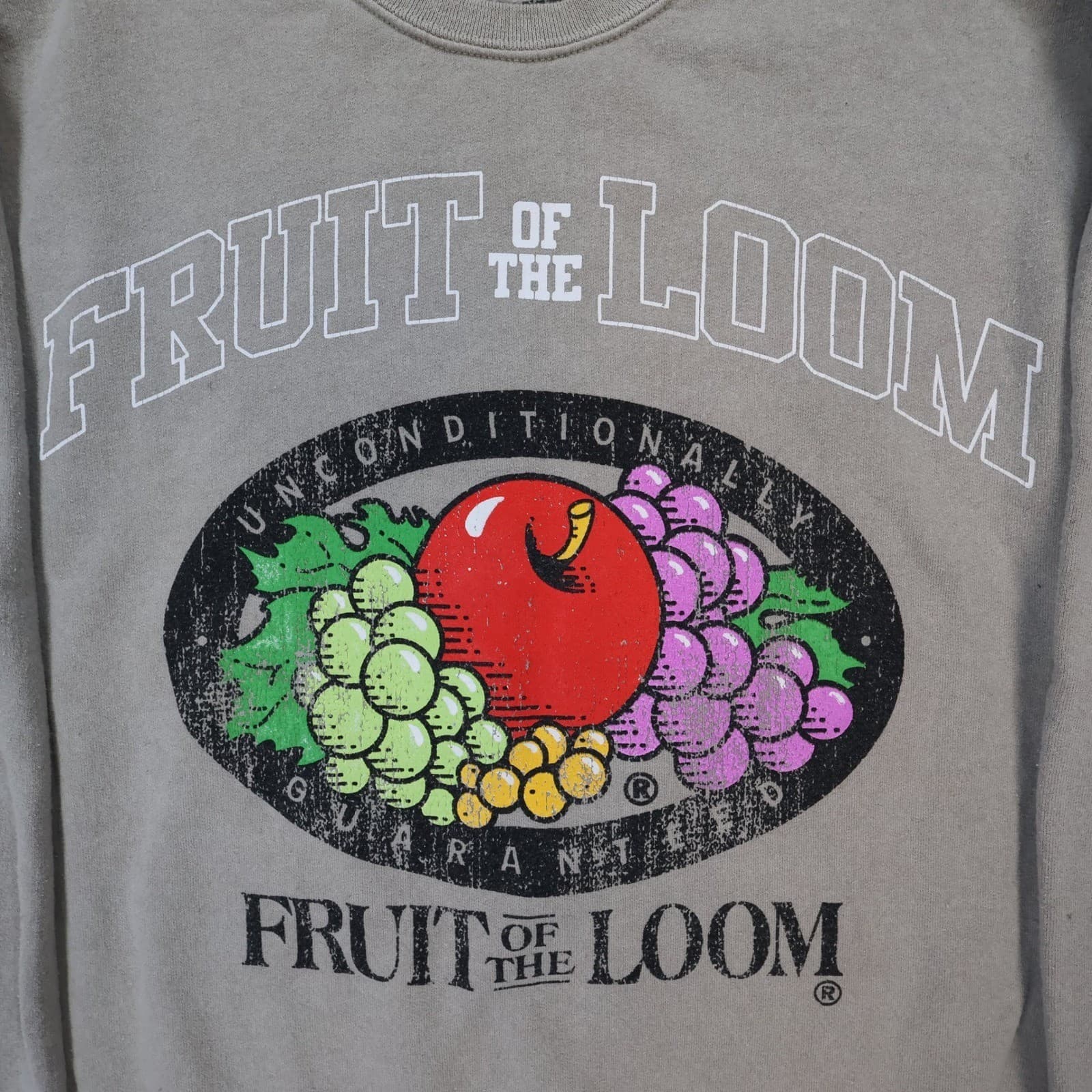 Fruit of the Loom Sweatshirt Unisex XS Tan Excellent Vintage Graphic Print - Thumbnail 3