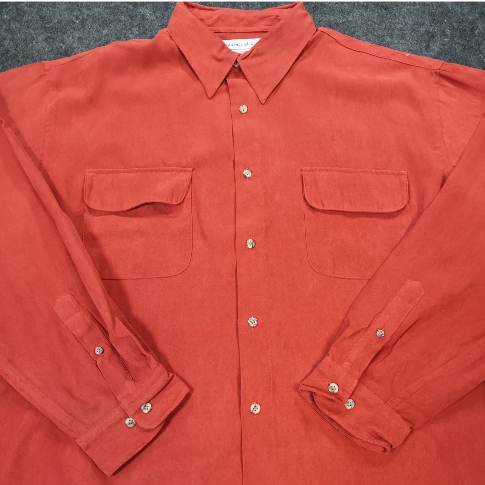 Irvine Park Button Up Shirt Mens XLG Red Excellent Long Sleeve Faux Suede - Thumbnail 8