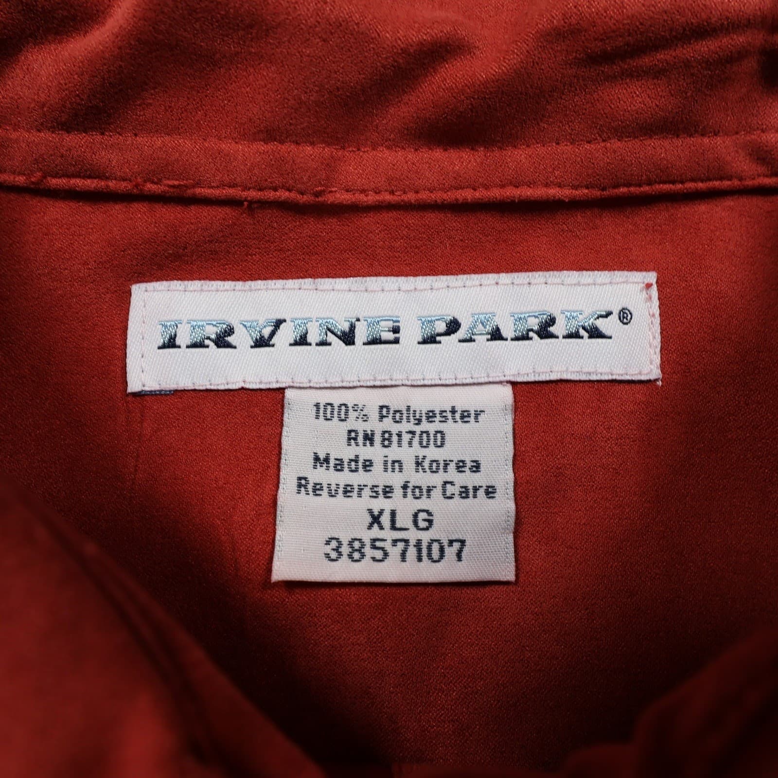Irvine Park Button Up Shirt Mens XLG Red Excellent Long Sleeve Faux Suede - Thumbnail 7