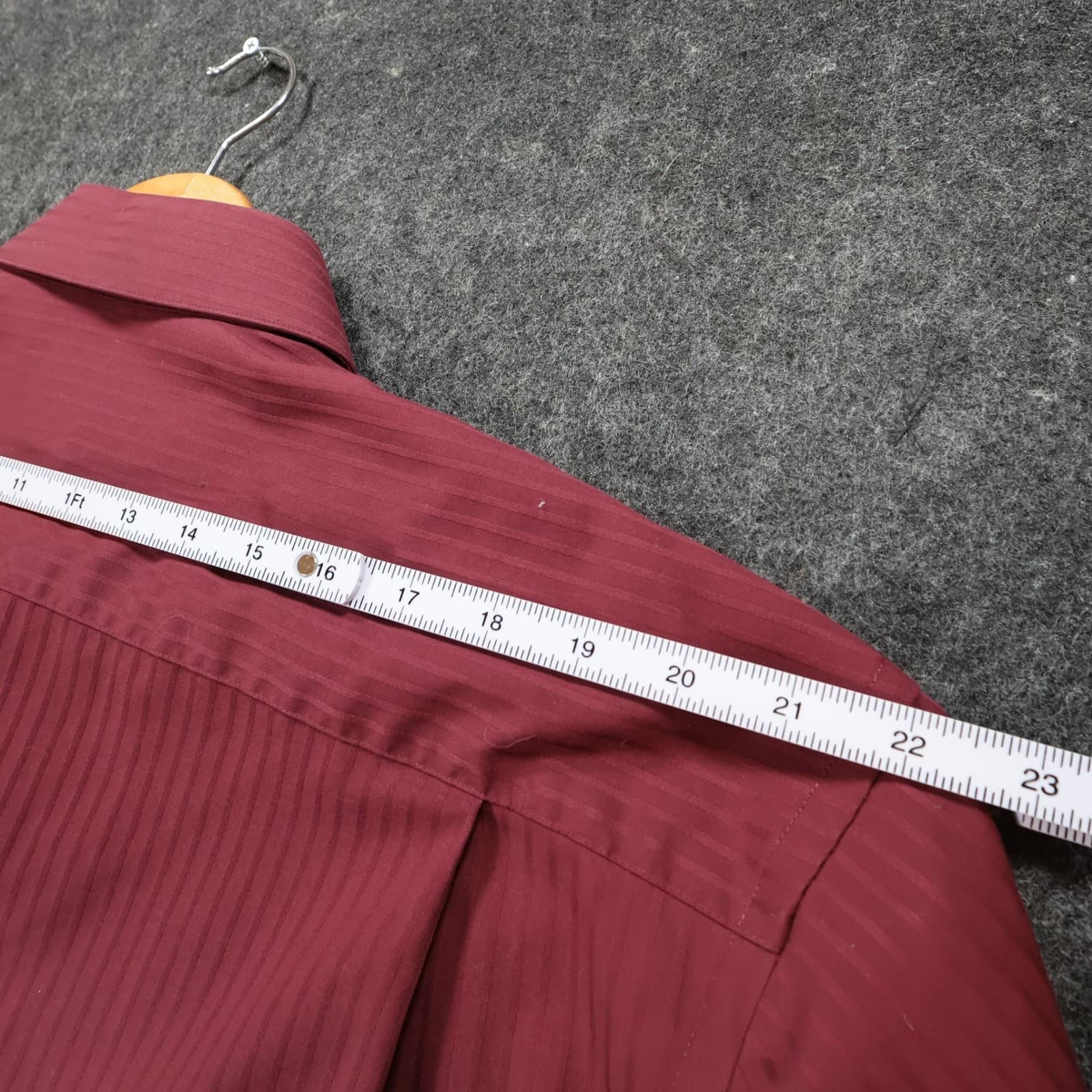 Axcess Button Up Shirt Mens 17 34-35 Burgundy Excellent No Iron Cotton Striped - Thumbnail 6