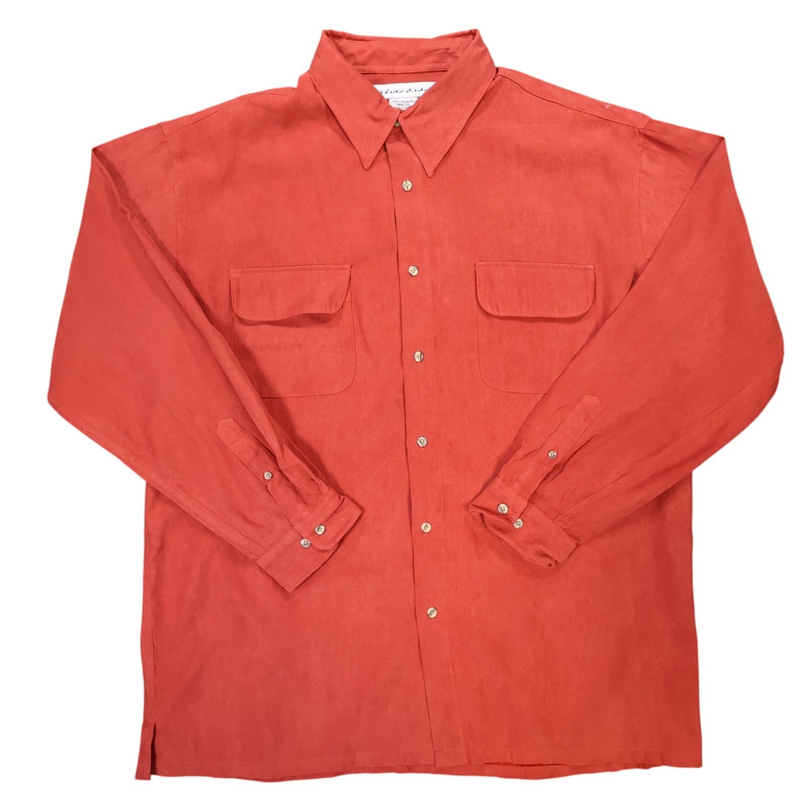 Irvine Park Button Up Shirt Mens XLG Red Excellent Long Sleeve Faux Suede