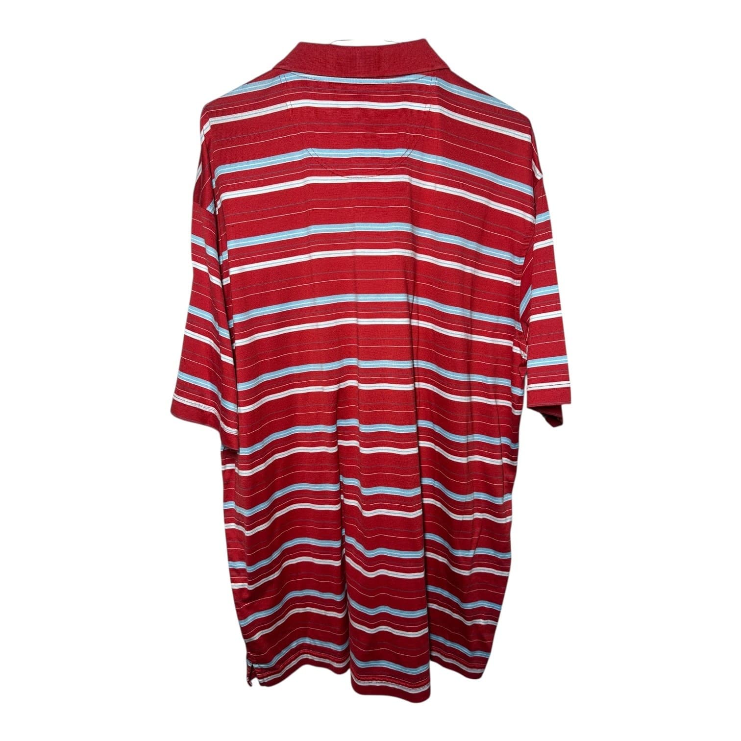Alan Flusser Men's XL Red Striped Golf Performance Polo Shirt Classic Style - Thumbnail 2