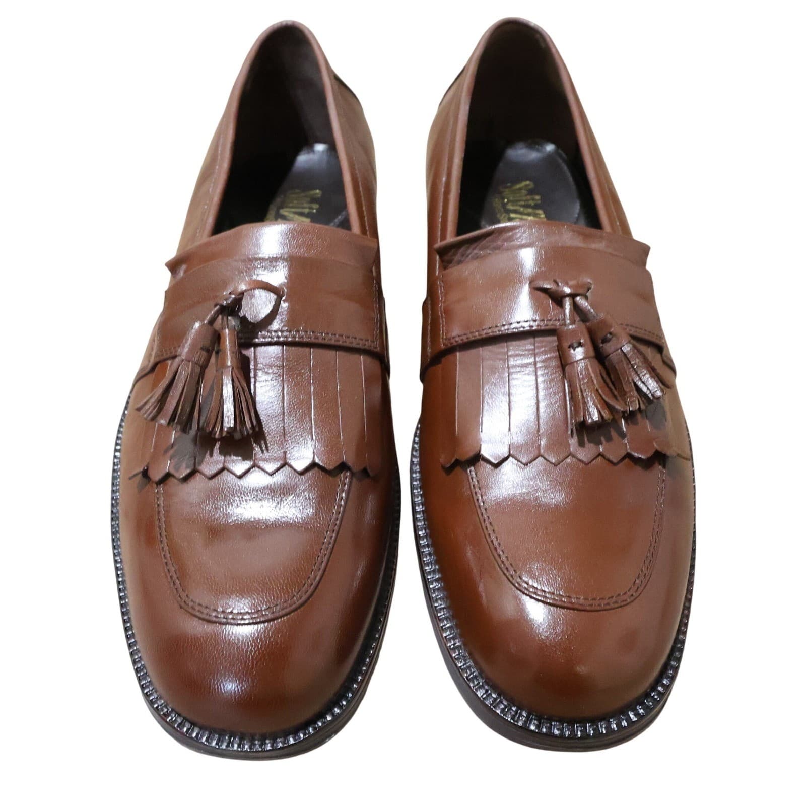 French Shriner Brighton Tassel Loafers Mens 13 Tan Excellent Leather Kiltie - Thumbnail 2