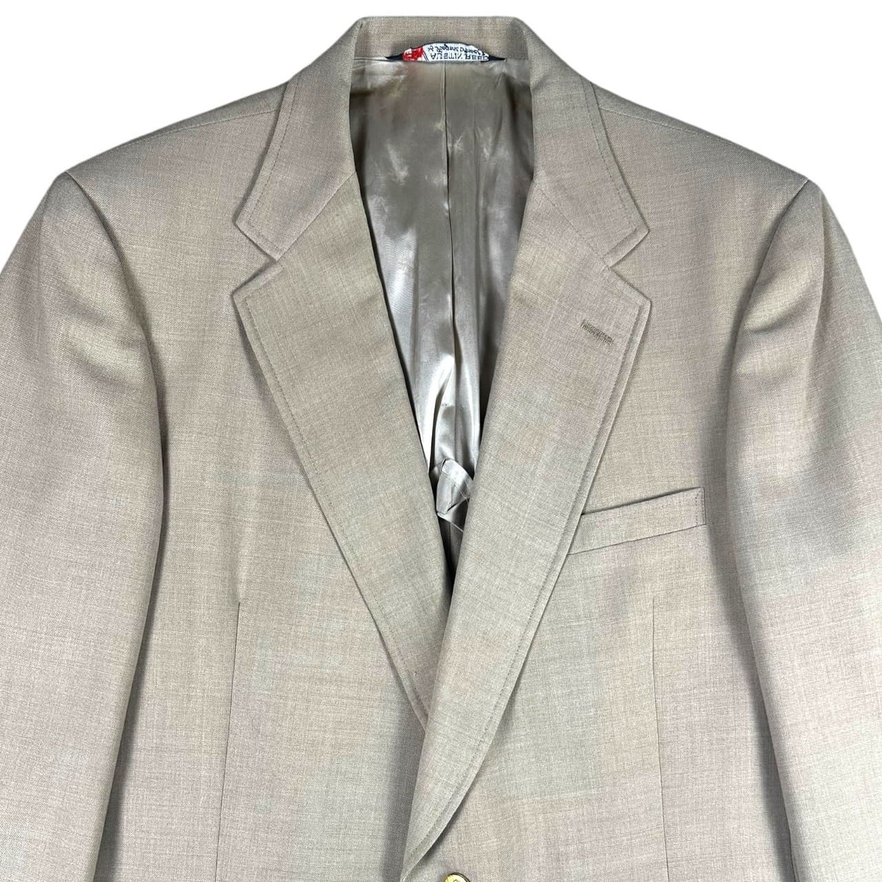Austin Reed Blazer Men 44R Tan Excellent Gold Crest Buttons Sport Coat S-0036 - Thumbnail 4