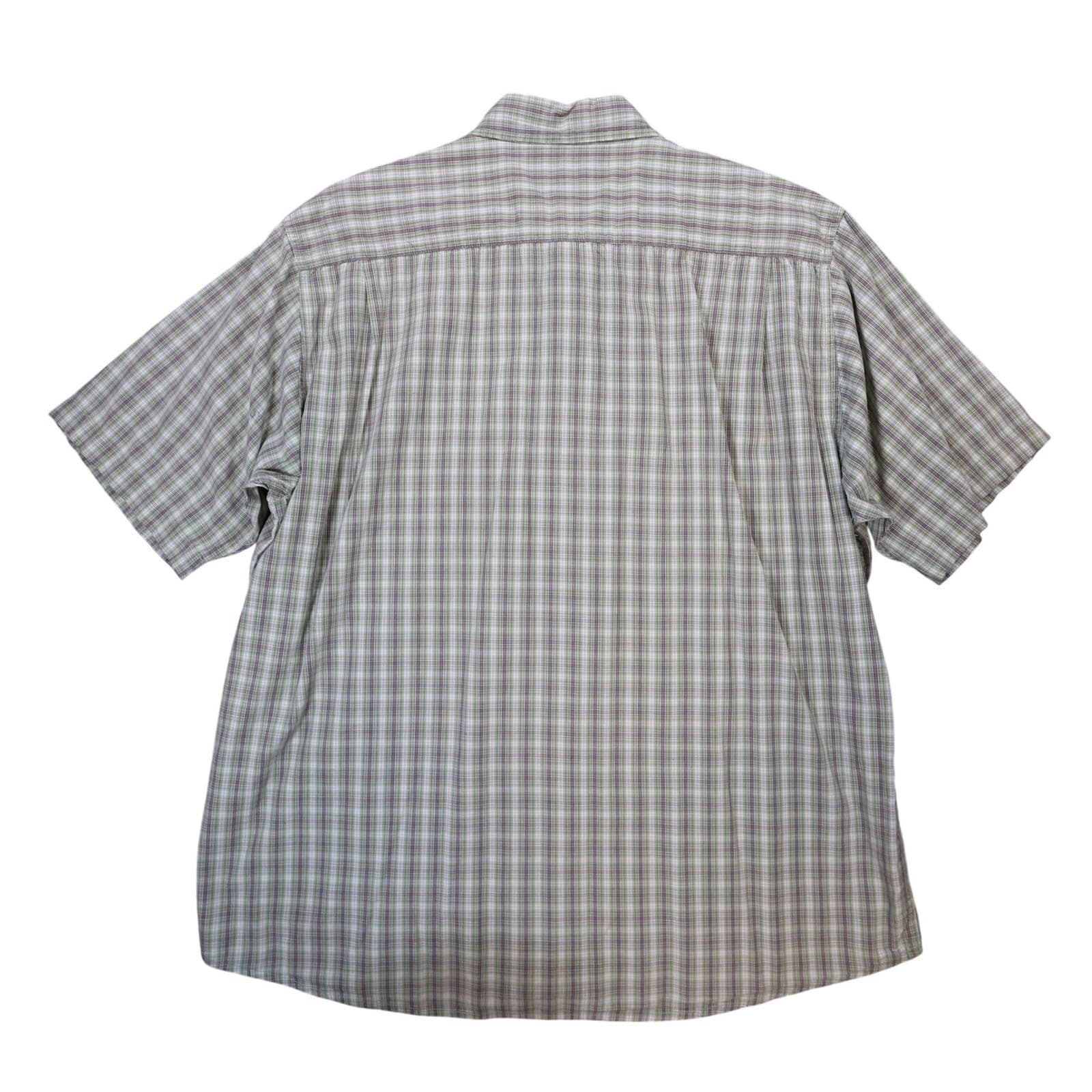 Wrangler Button Up Shirt Mens XL Green Excellent Plaid Cotton Short Sleeve - Thumbnail 2