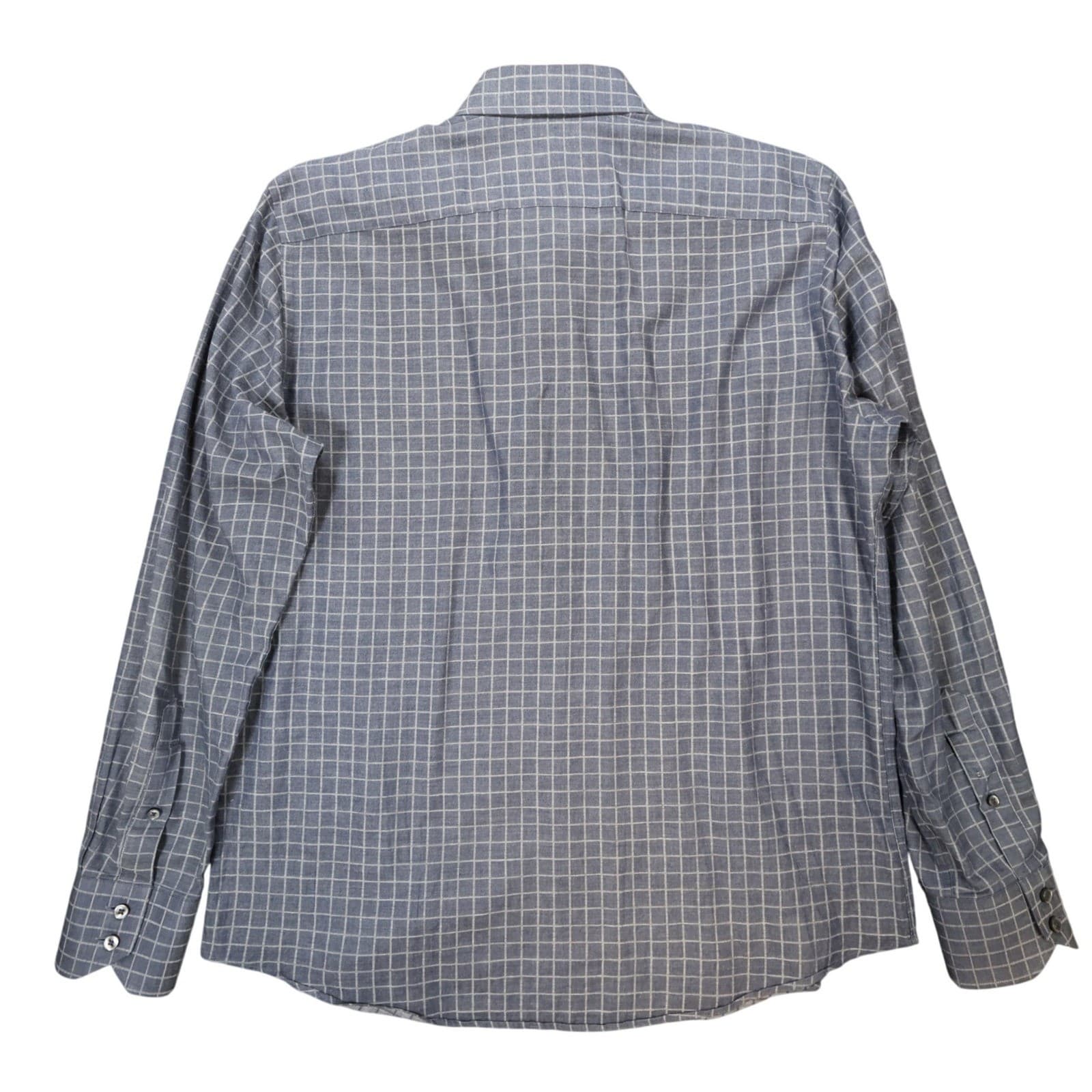 Maker & Company Button Down Shirt Mens Medium Blue Excellent Grid Check 1664 - Thumbnail 2