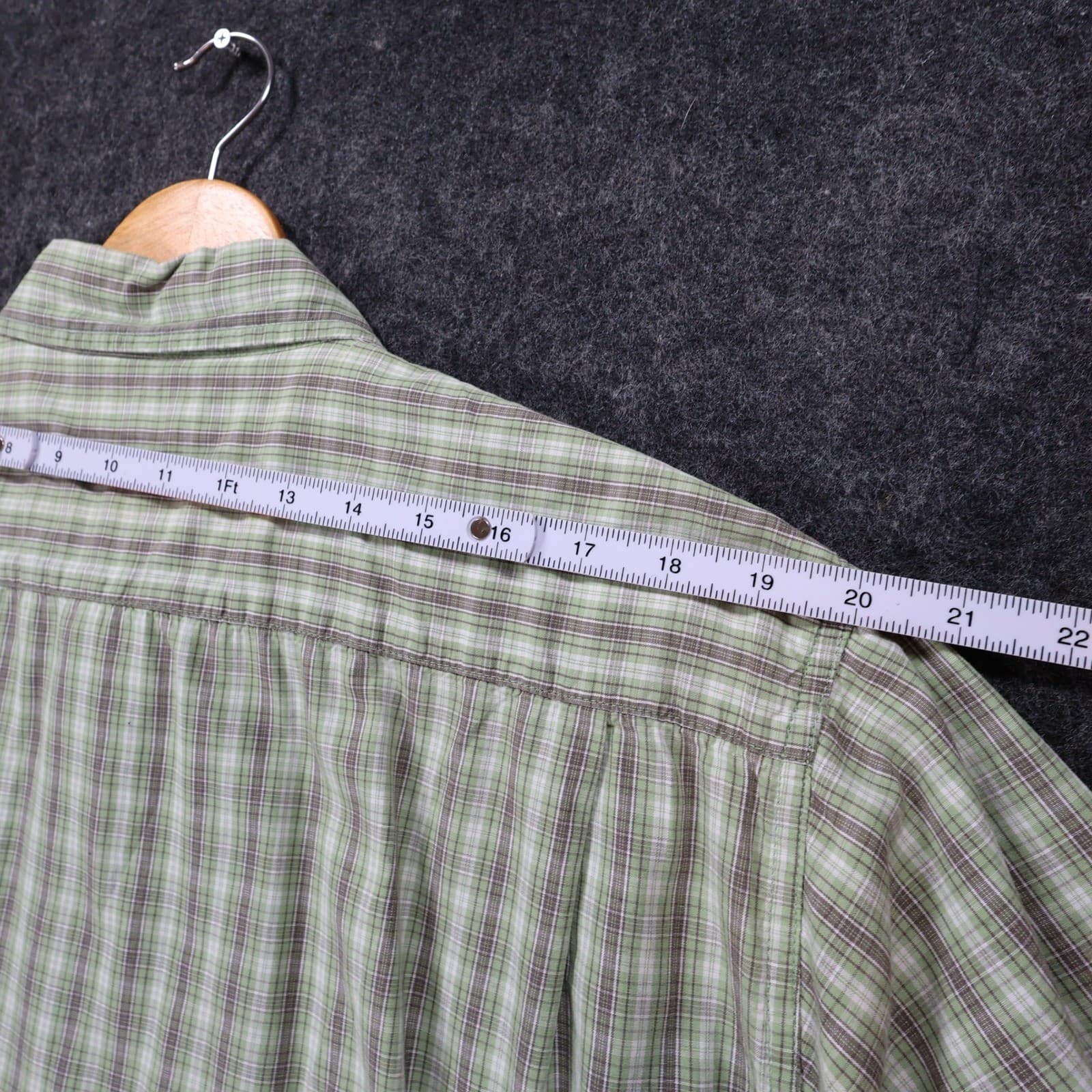 Wrangler Button Up Shirt Mens XL Green Excellent Plaid Cotton Short Sleeve - Thumbnail 6