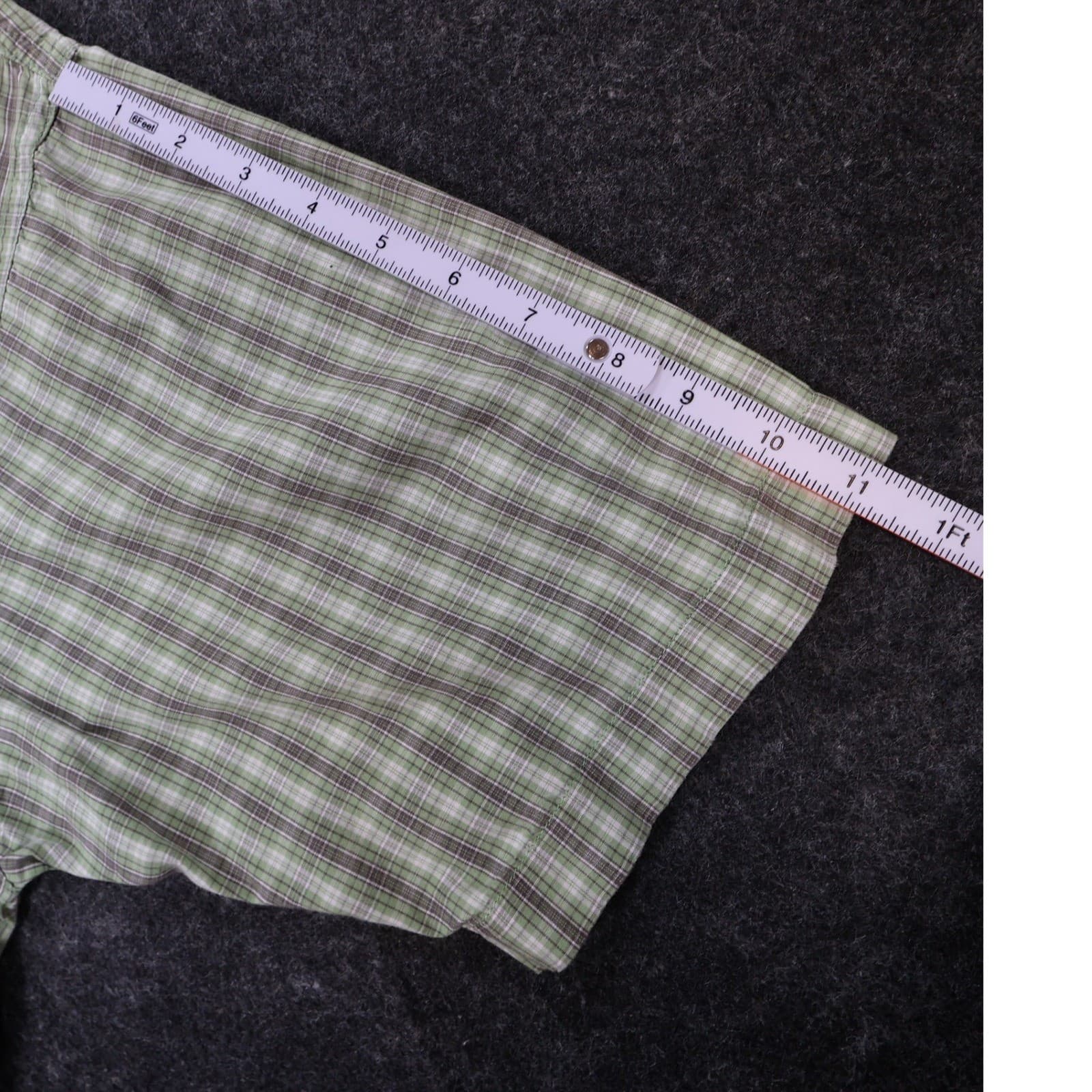 Wrangler Button Up Shirt Mens XL Green Excellent Plaid Cotton Short Sleeve - Thumbnail 4
