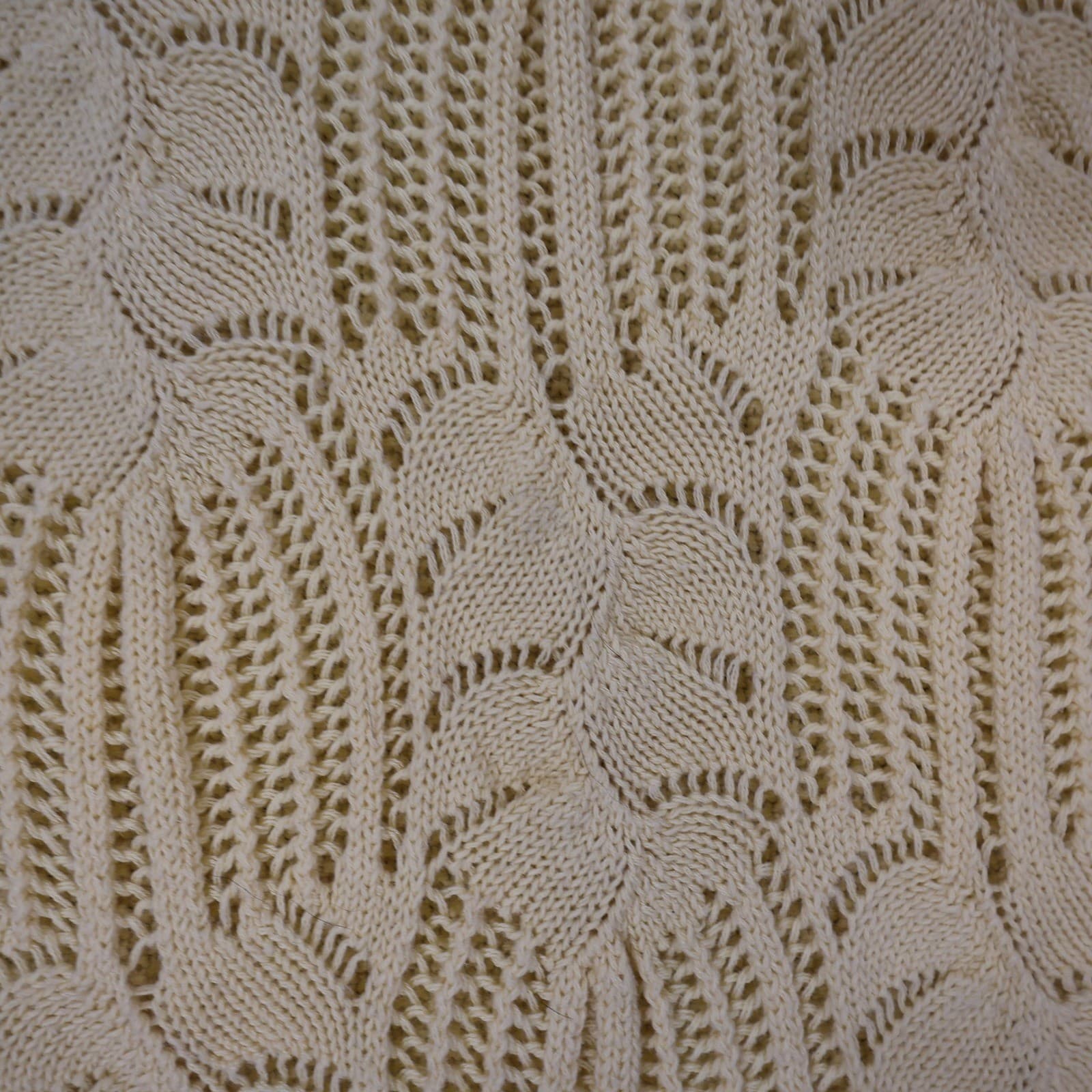 Willow Sweater Womens XL Cream 100% Cotton 3/4 Sleeve Pointelle Knit Crochet - Thumbnail 9
