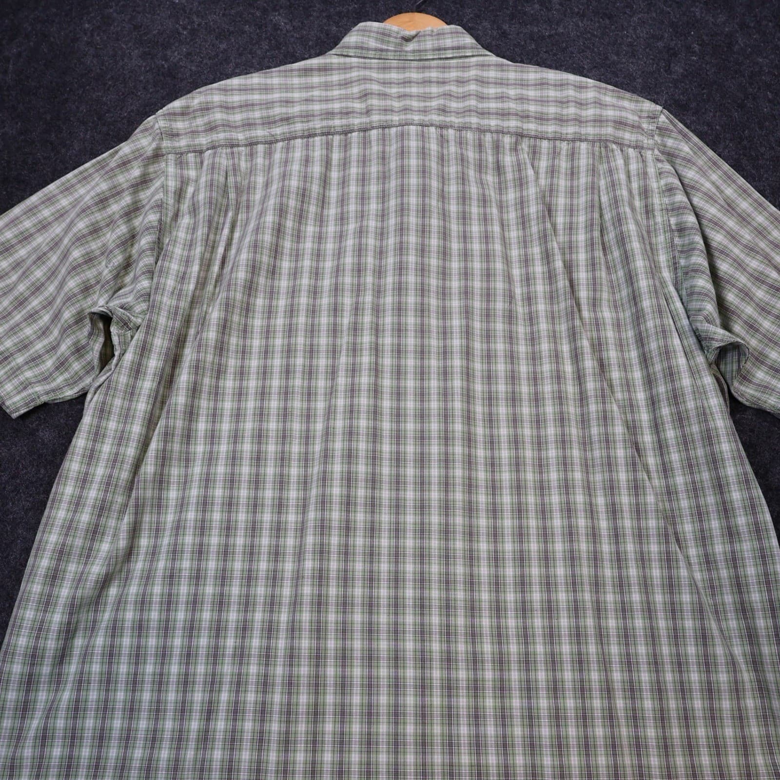 Wrangler Button Up Shirt Mens XL Green Excellent Plaid Cotton Short Sleeve - Thumbnail 10