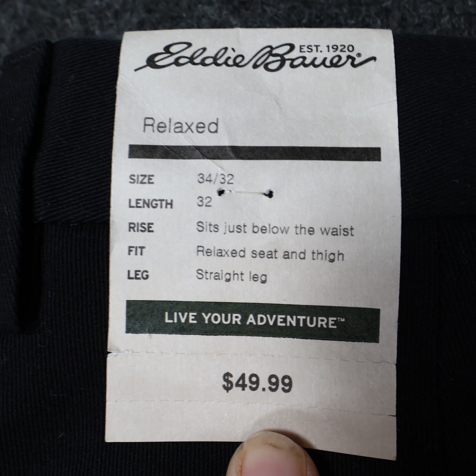 Eddie Bauer Chino Pants Mens 34x32 Navy Blue 100% Cotton Relaxed Straight Leg - Thumbnail 7