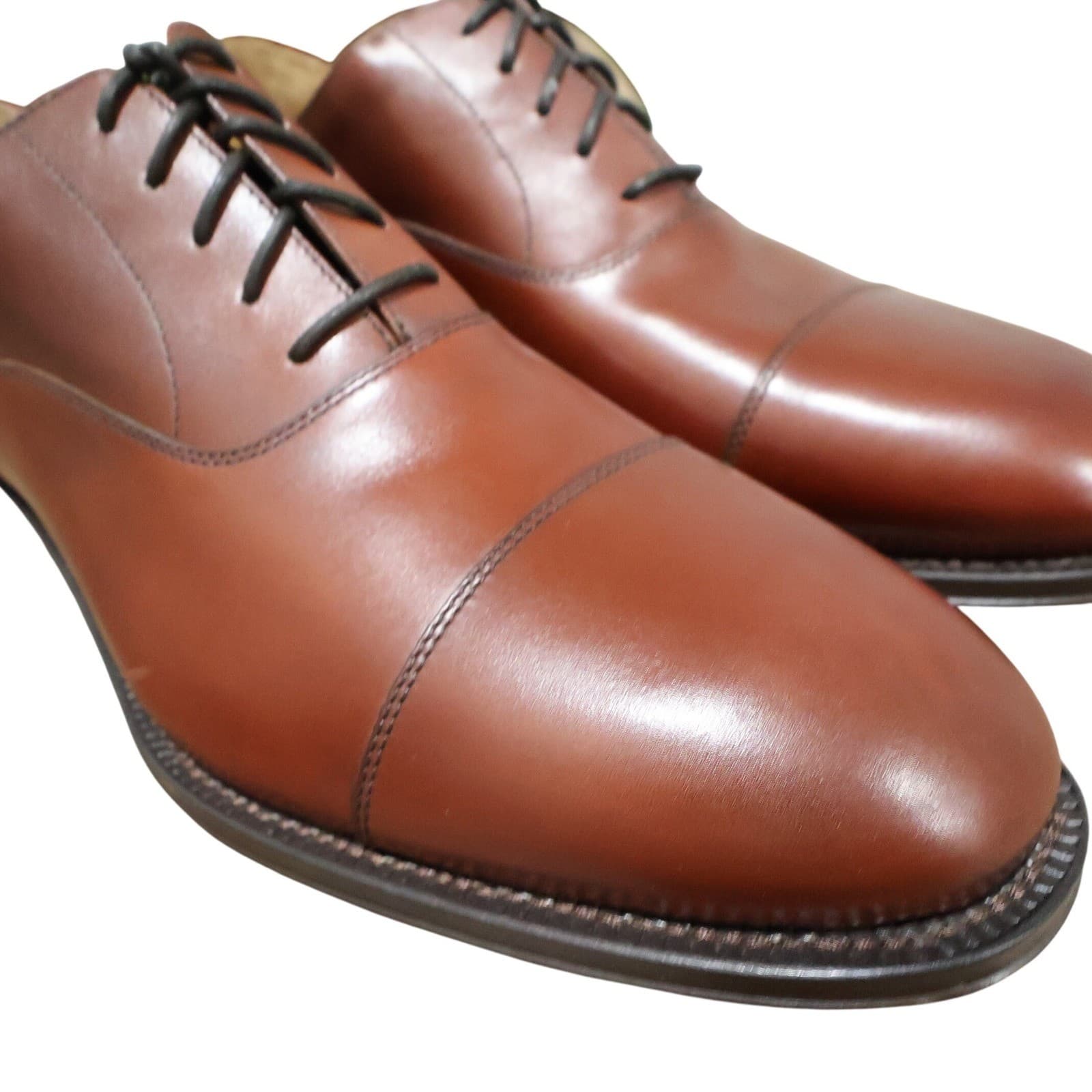 Lands' End Oxford Shoes Mens 13D Brown New Cap Toe Leather Lace Up 98067 - Thumbnail 4