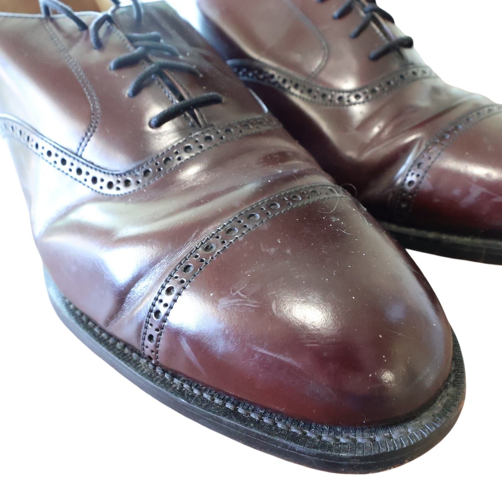 Bostonian Dress Shoes Mens 13 M Burgundy Excellent Leather Toe Brogue Oxfords - Thumbnail 5
