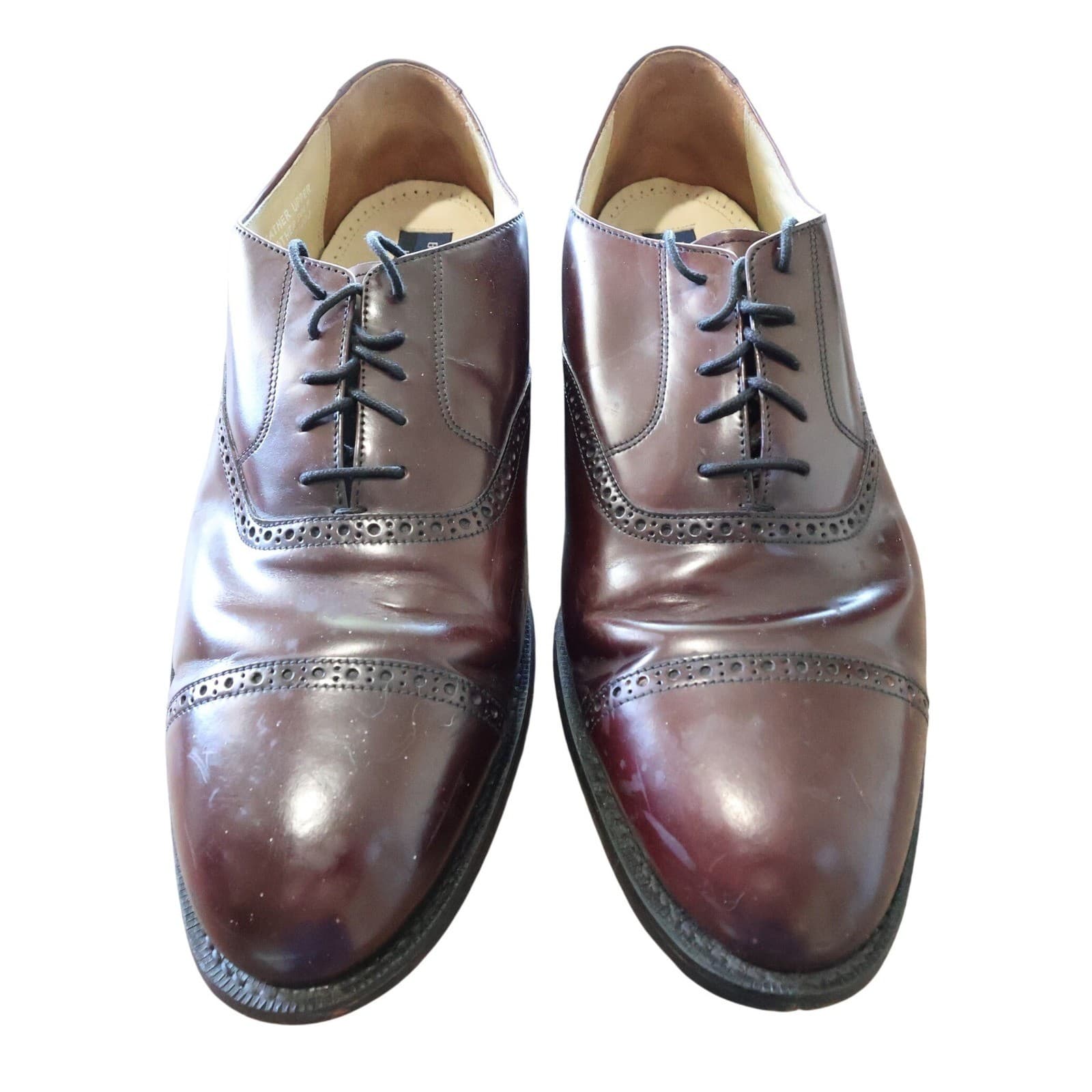 Bostonian Dress Shoes Mens 13 M Burgundy Excellent Leather Toe Brogue Oxfords - Thumbnail 2